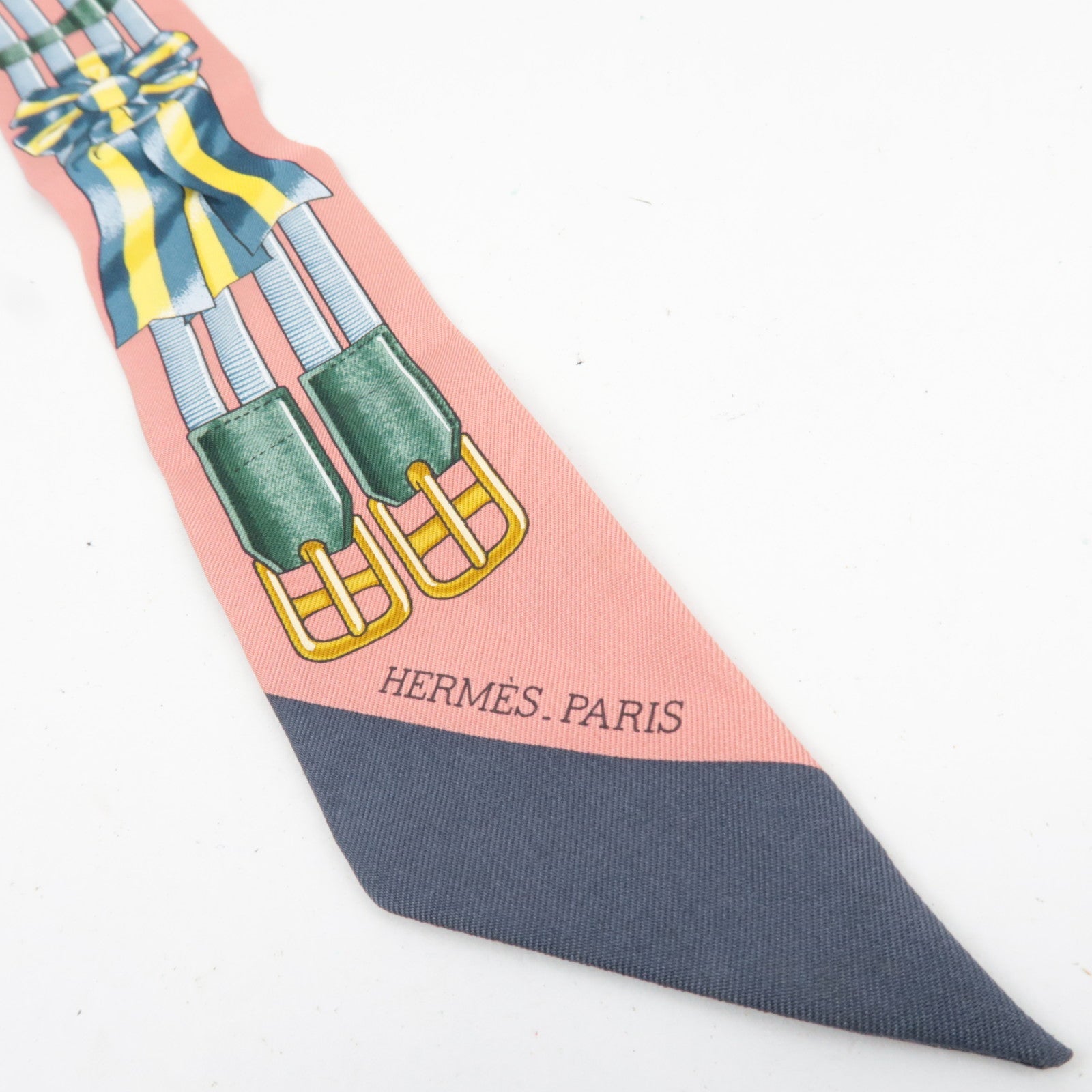 HERMES Twilly Scarf Jumping 100% Silk Pink