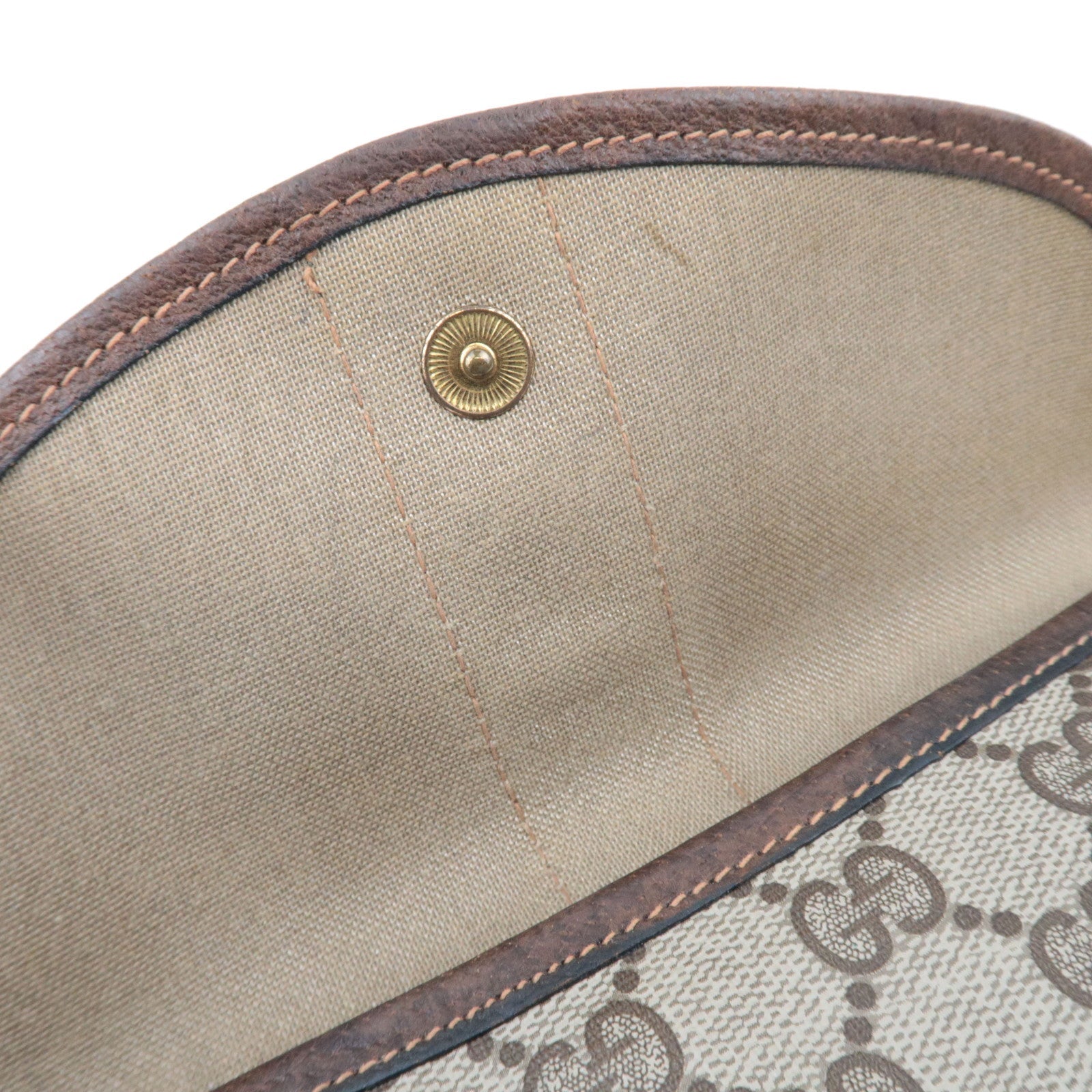 GUCCI Old Gucci Sherry GG Plus Leather Pouch Beige Brown 89.01.021