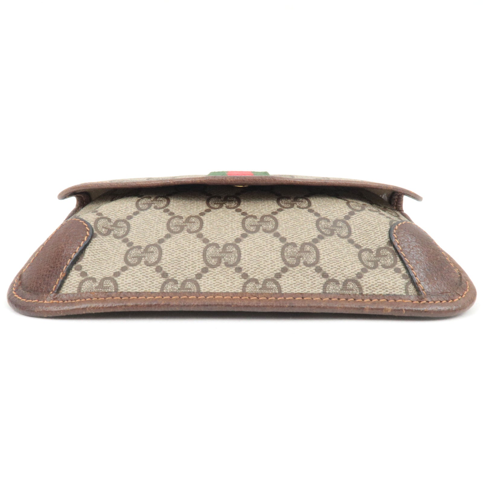 GUCCI Old Gucci Sherry GG Plus Leather Pouch Beige Brown 89.01.021