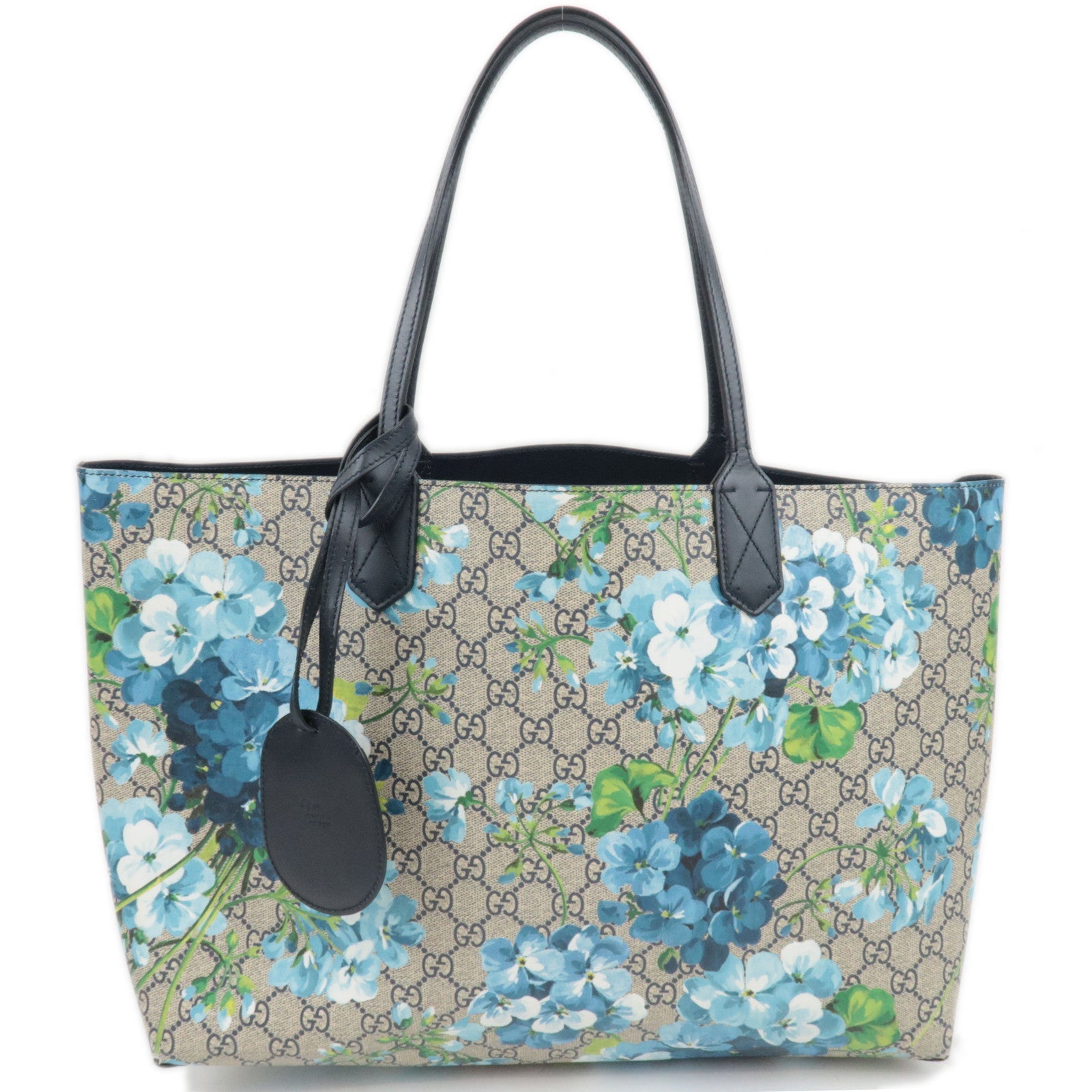 GUCCI GG Blooms GG Supreme Leather Reversible Tote Bag Beige Blue 546317 *Name tag84174