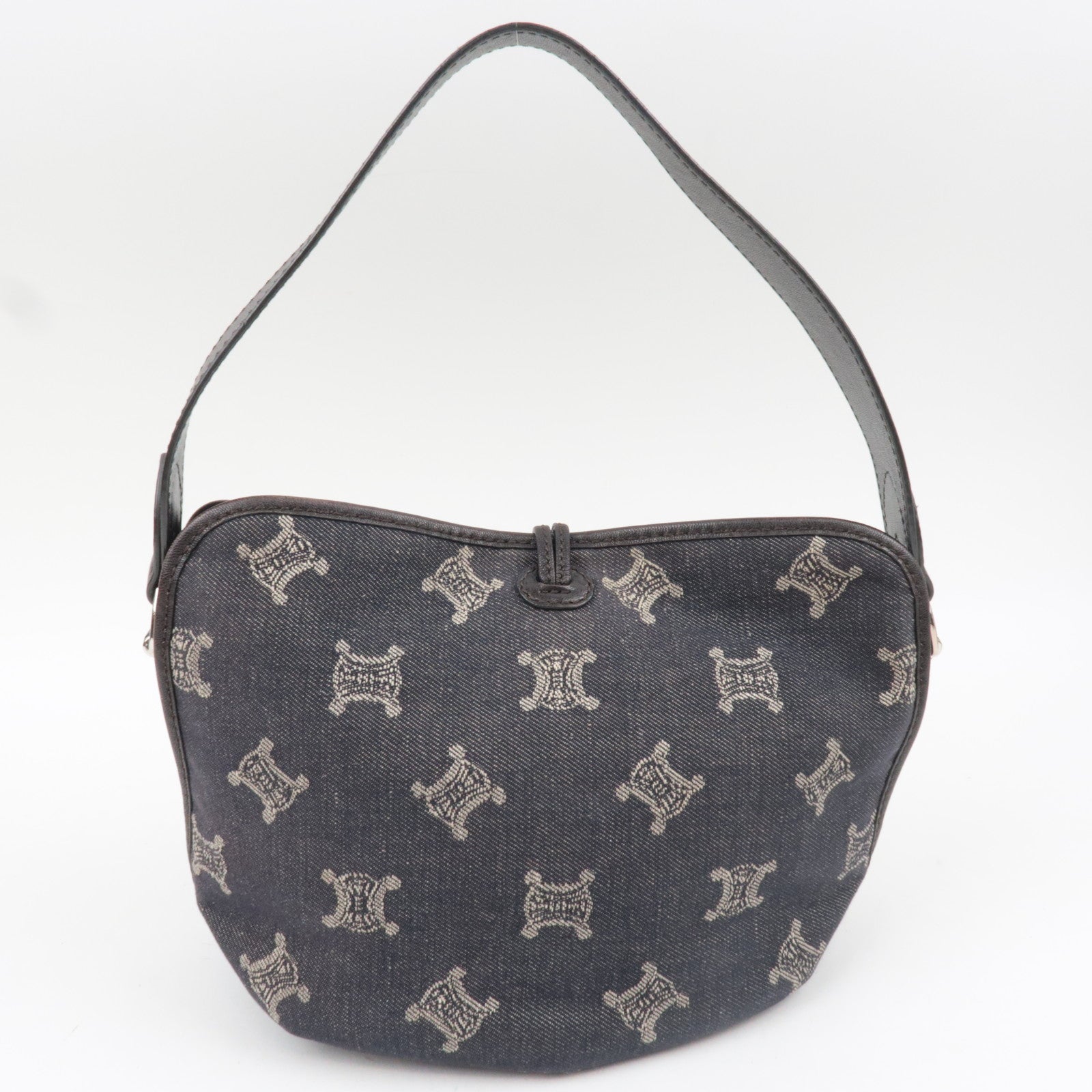 CELINE Paris Macadam Denim Leather Shoulder Bag Black