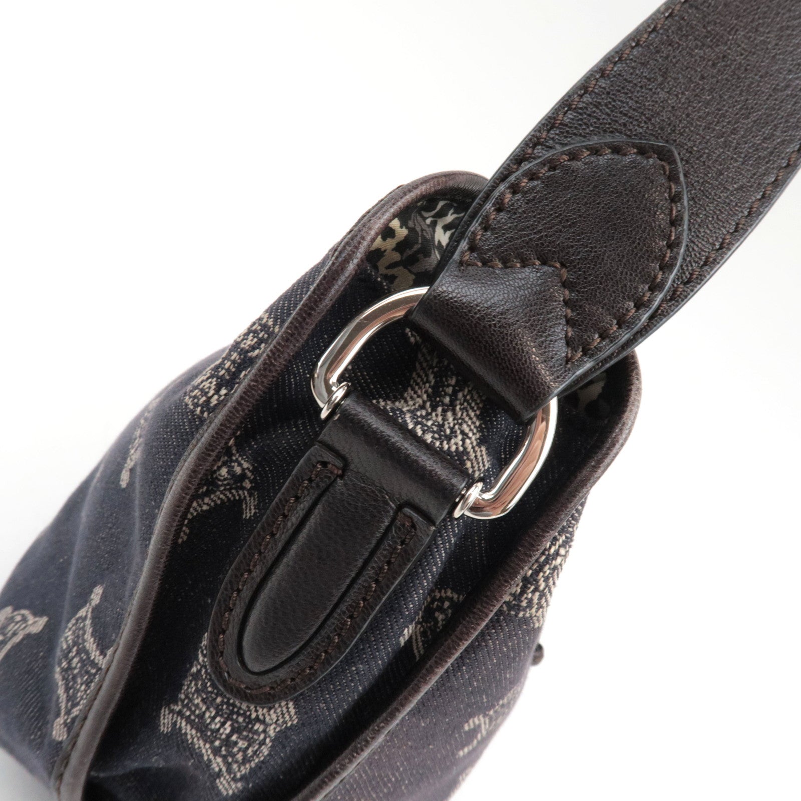 CELINE Paris Macadam Denim Leather Shoulder Bag Black