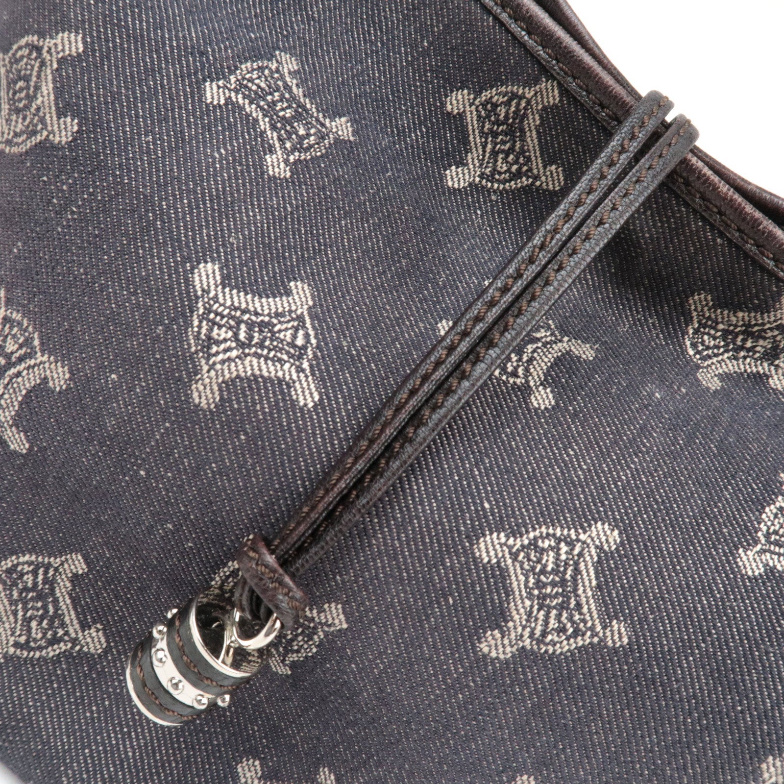 CELINE Paris Macadam Denim Leather Shoulder Bag Black