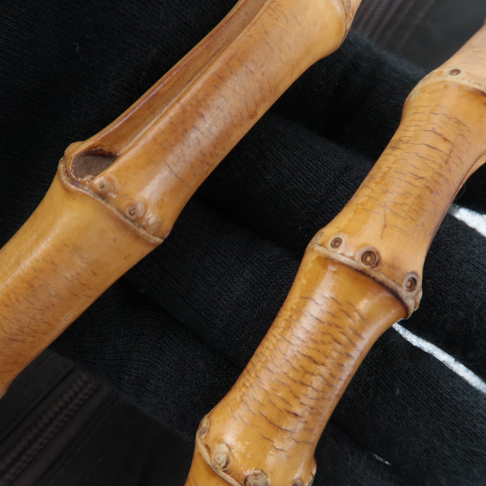 GUCCI Bamboo Nylon Canvas Patent Handbag Brown 002.2854.0412.5