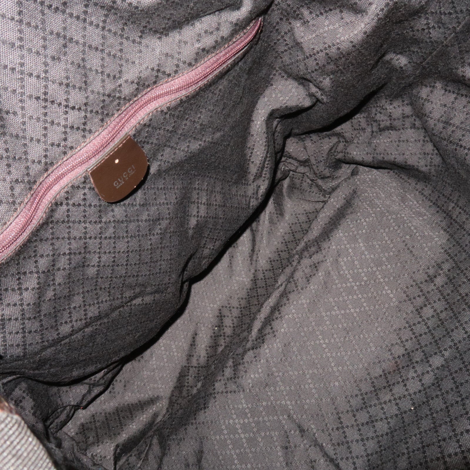 GUCCI Bamboo Nylon Canvas Patent Handbag Brown 002.2854.0412.5