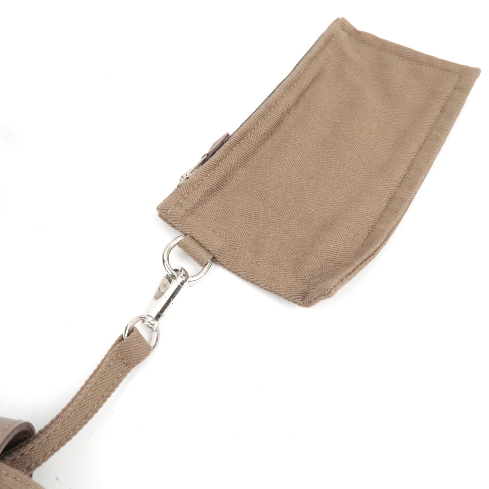 HERMES Valparaiso Long PM Toile Chevron Leather Handbag □J Stamp (2006) Etoupe *Dust bag, Pouch