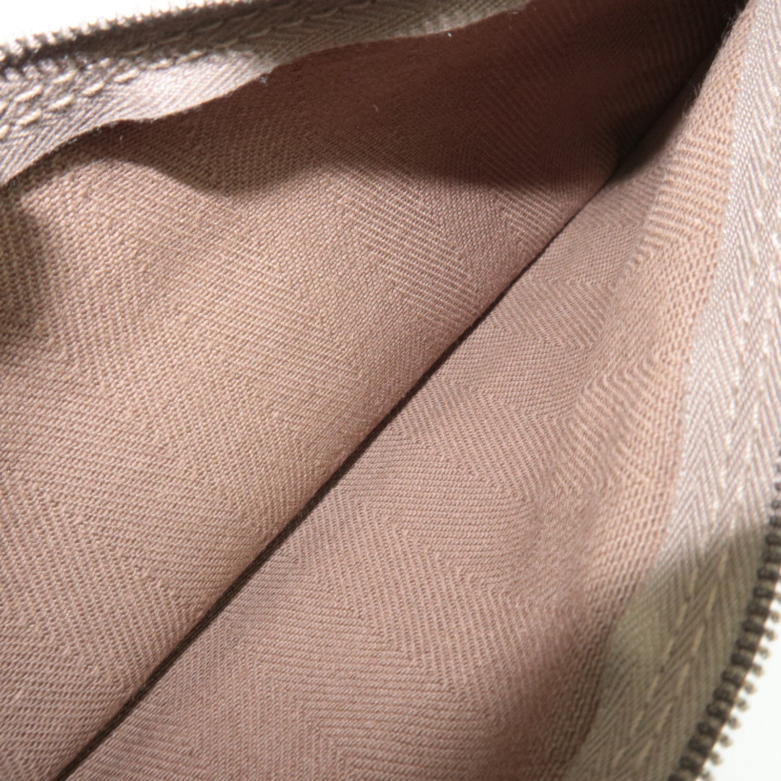 HERMES Valparaiso Long PM Toile Chevron Leather Handbag □J Stamp (2006) Etoupe *Dust bag, Pouch