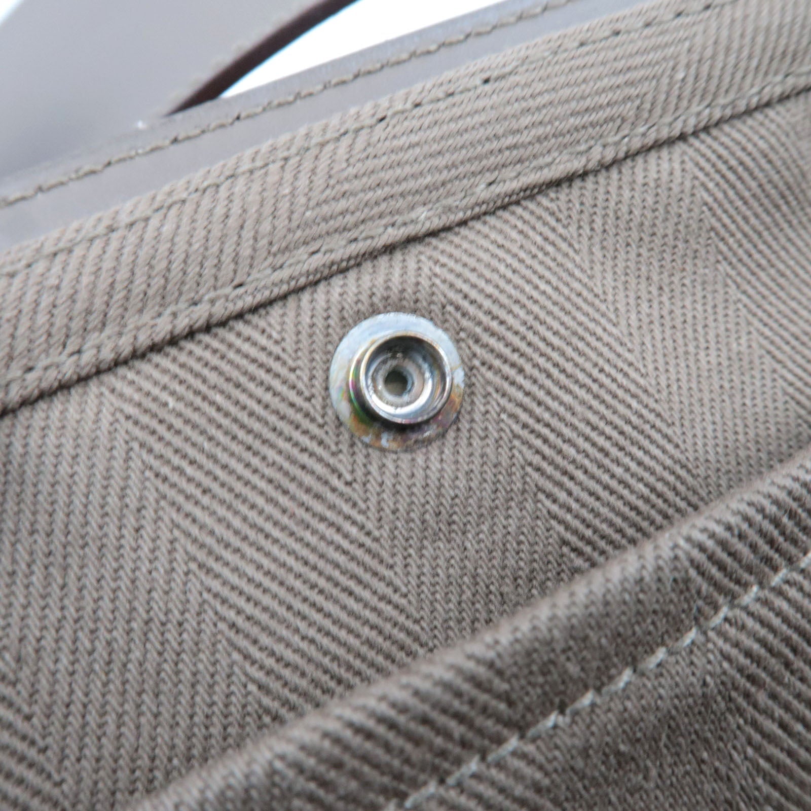 HERMES Valparaiso Long PM Toile Chevron Leather Handbag □J Stamp (2006) Etoupe *Dust bag, Pouch