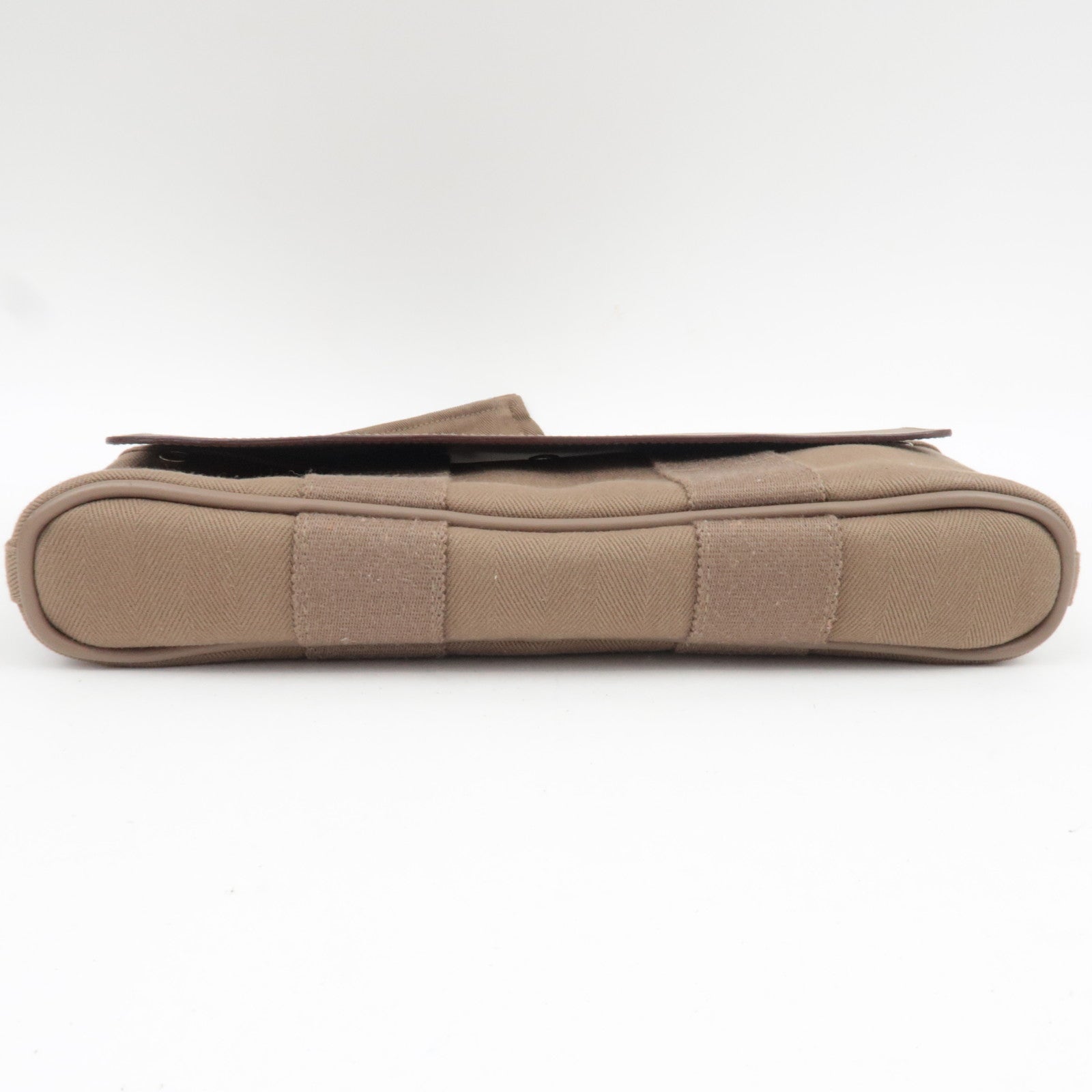 HERMES Valparaiso Long PM Toile Chevron Leather Handbag □J Stamp (2006) Etoupe *Dust bag, Pouch