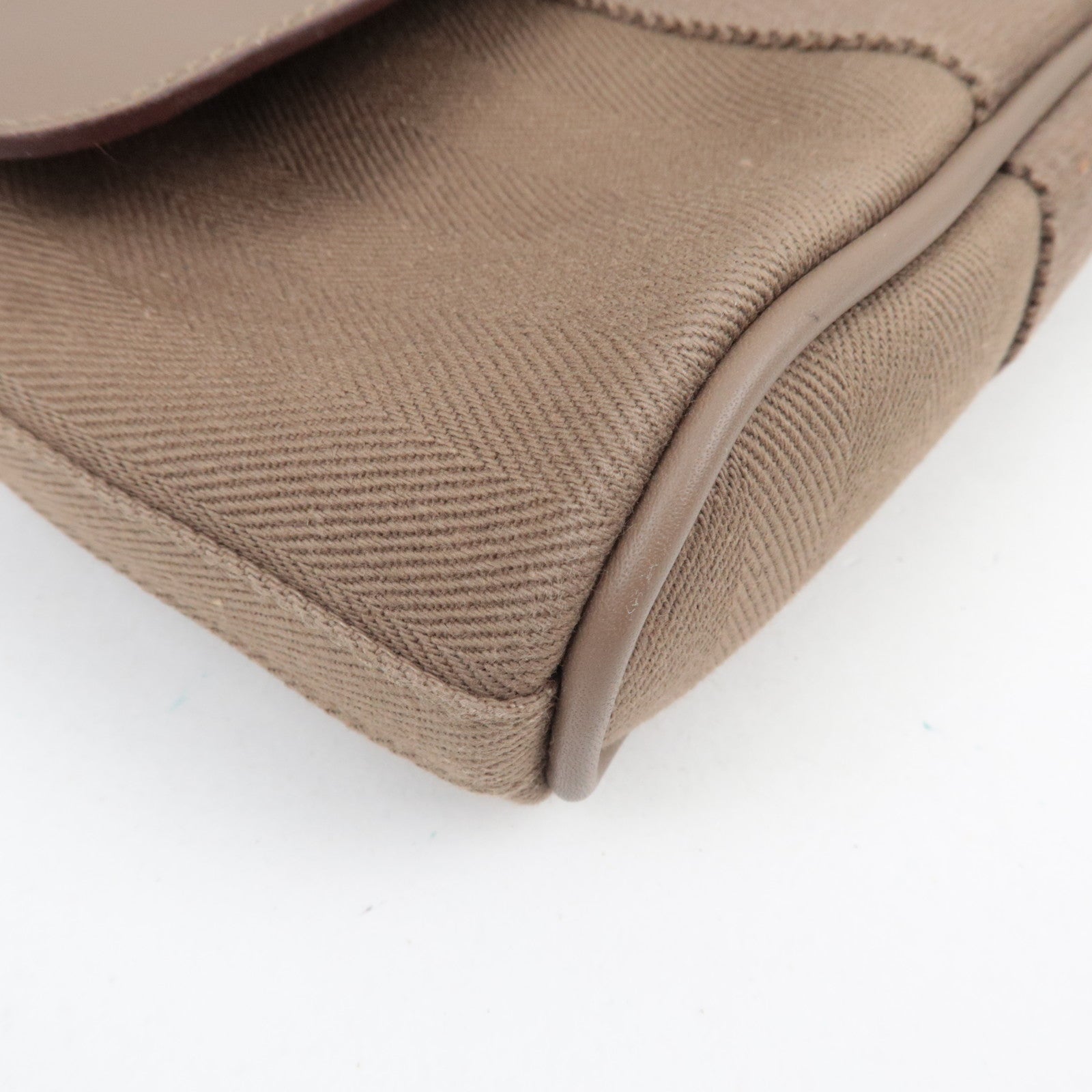 HERMES Valparaiso Long PM Toile Chevron Leather Handbag □J Stamp (2006) Etoupe *Dust bag, Pouch