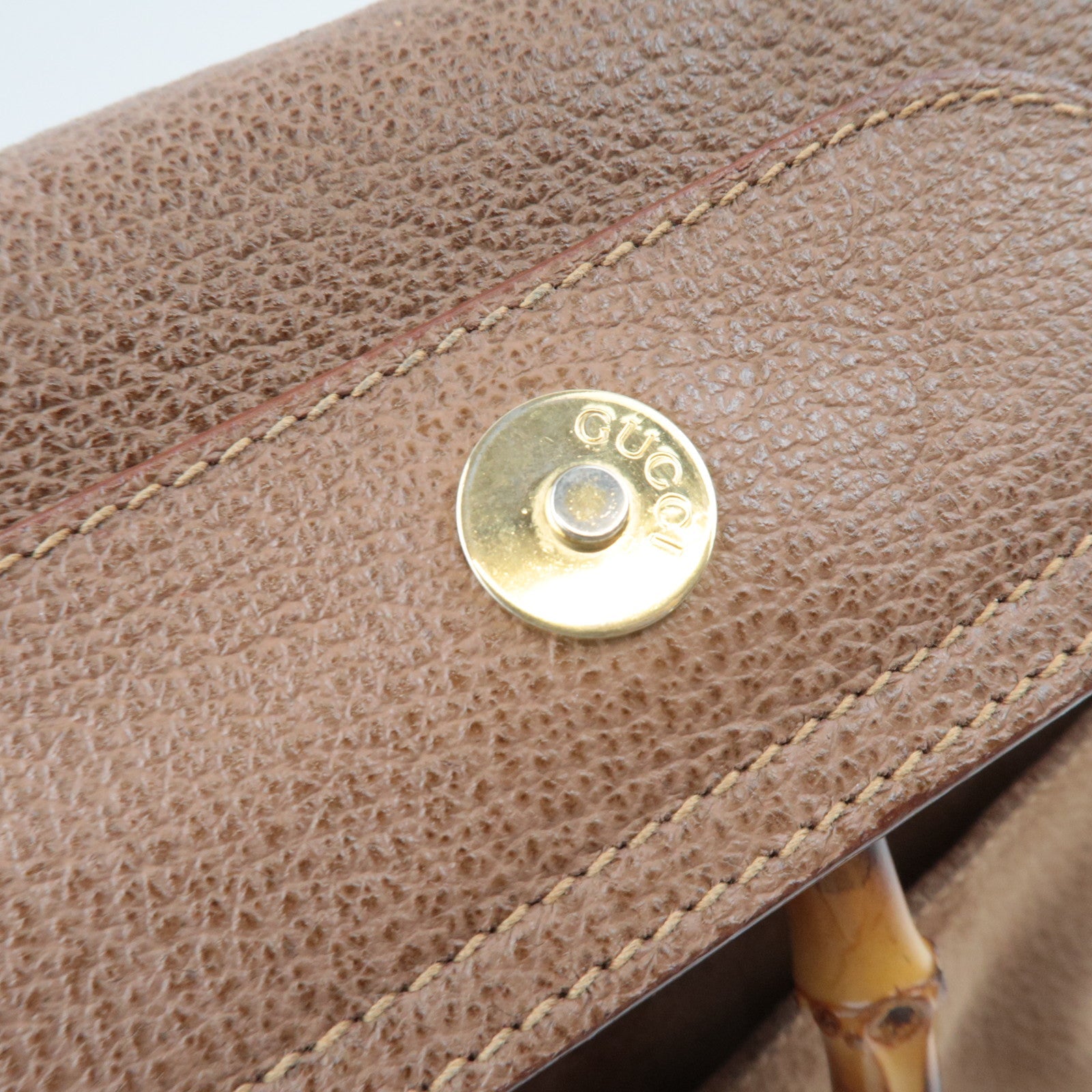GUCCI Bamboo Suede Leather Handbag Brown 002.2855.0322.0