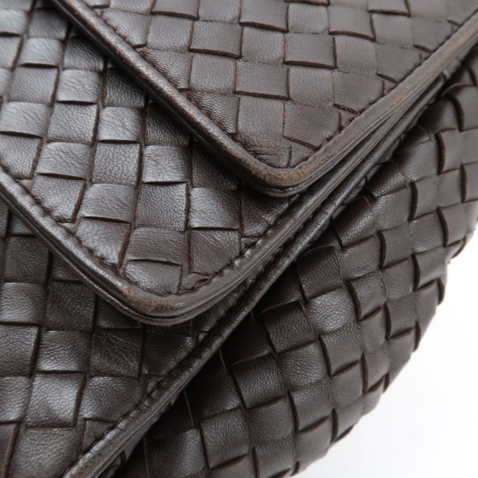 BOTTEGA VENETA Intrecciato Flap Leather Shoulder Bag Brown 145195