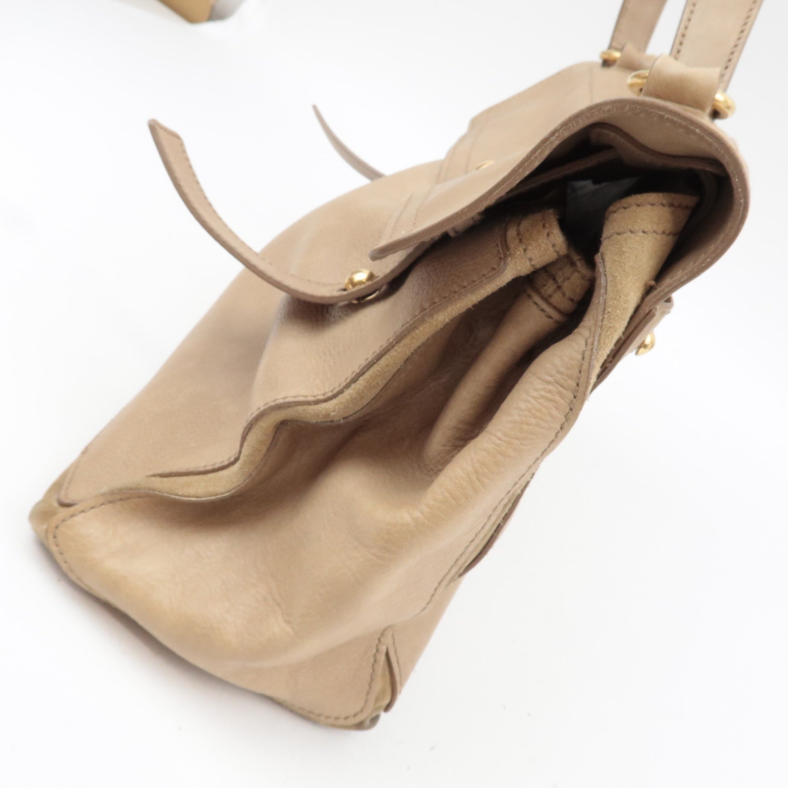 SAINT LAURENT YSL Muse Two Leather Suede Handbag Beige 197149