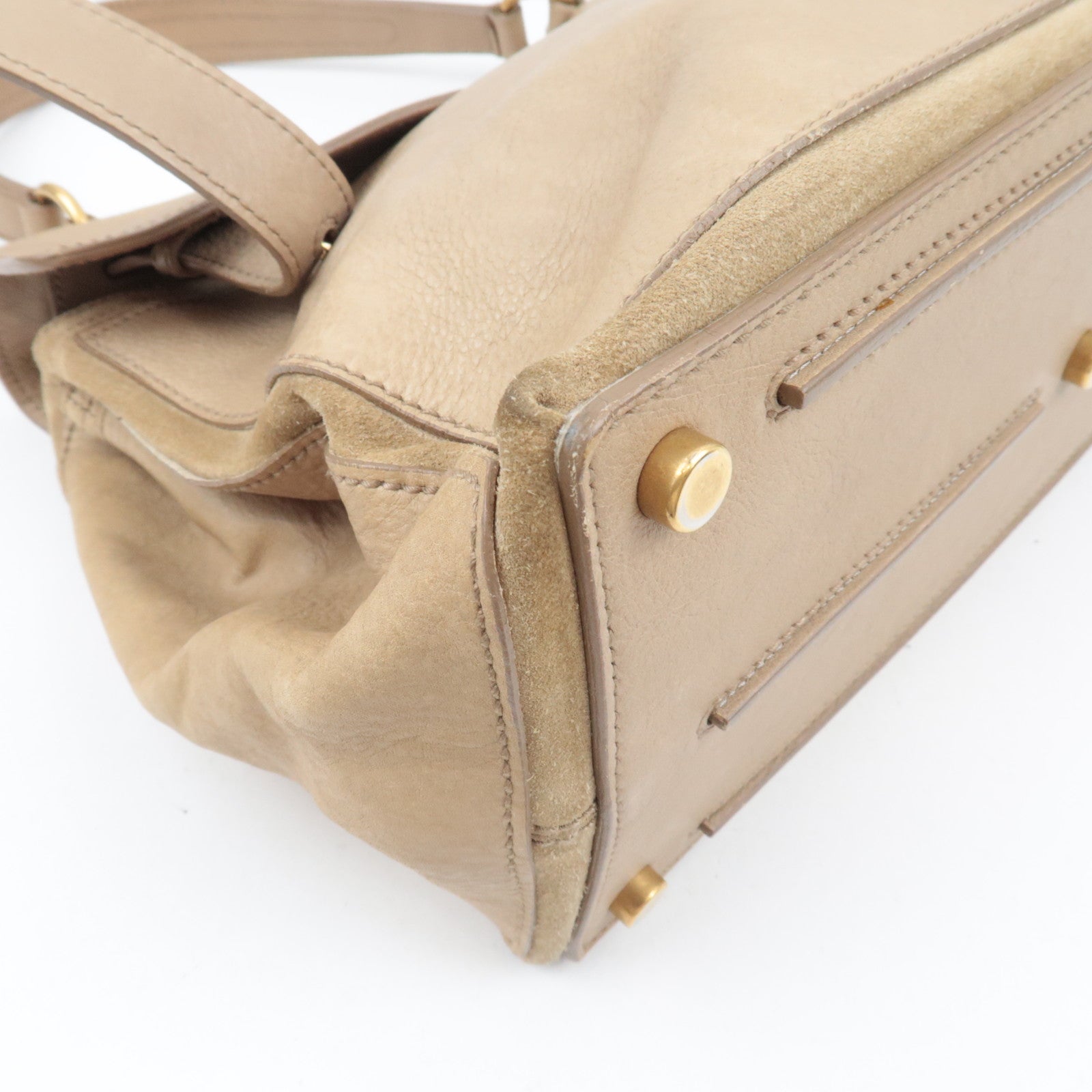 SAINT LAURENT YSL Muse Two Leather Suede Handbag Beige 197149