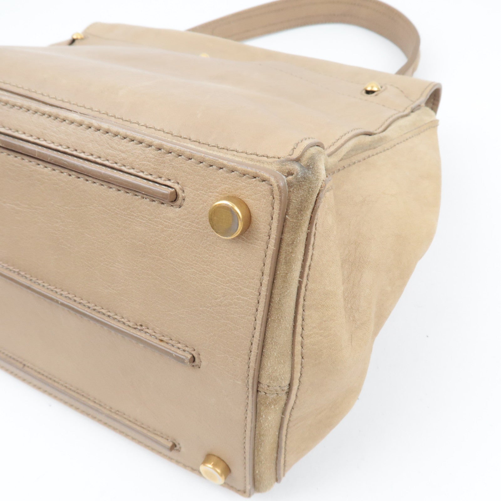 SAINT LAURENT YSL Muse Two Leather Suede Handbag Beige 197149