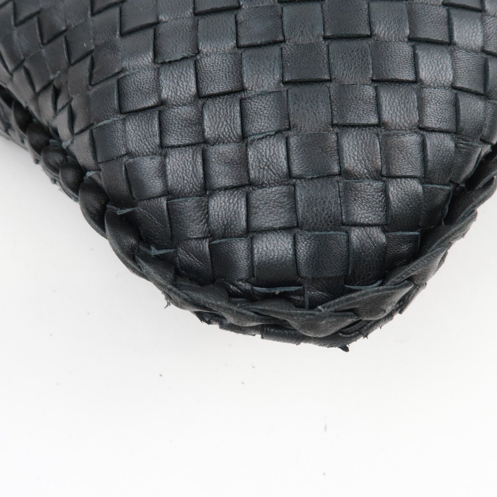 BOTTEGA VENETA Intrecciato Hobo Bag Leather Handbag Black 115654 *Mirror, Dust bag