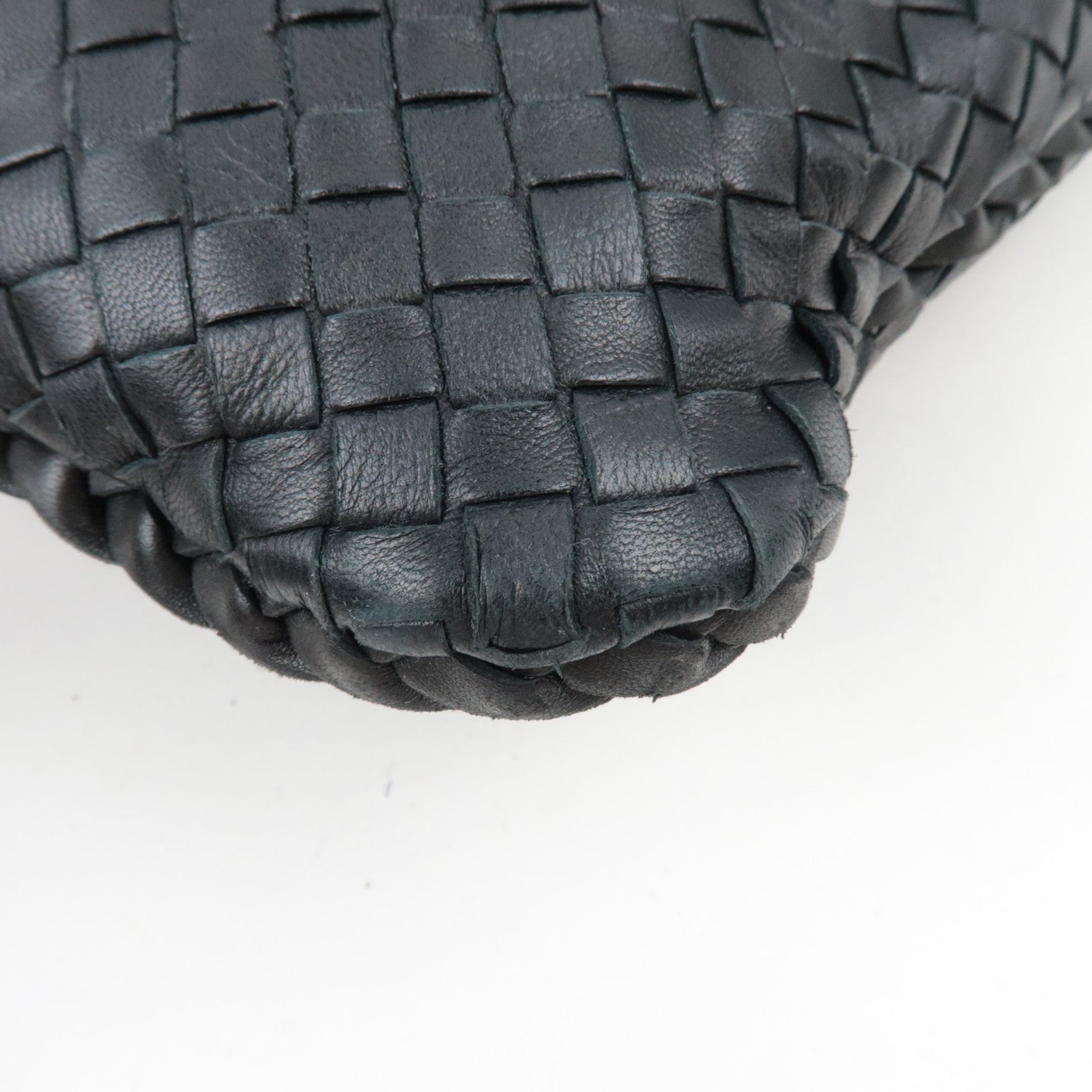 BOTTEGA VENETA Intrecciato Hobo Bag Leather Handbag Black 115654 *Mirror, Dust bag