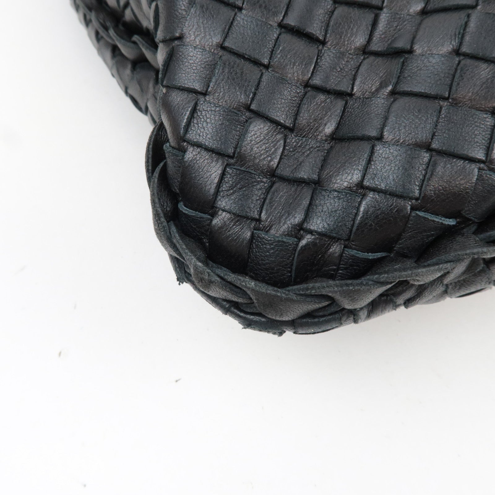 BOTTEGA VENETA Intrecciato Hobo Bag Leather Handbag Black 115654 *Mirror, Dust bag