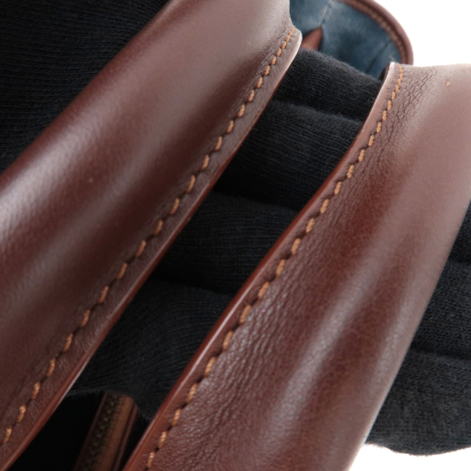 CELINE Paris Macadam Boogie Bag Denim Leather Handbag Navy Brown