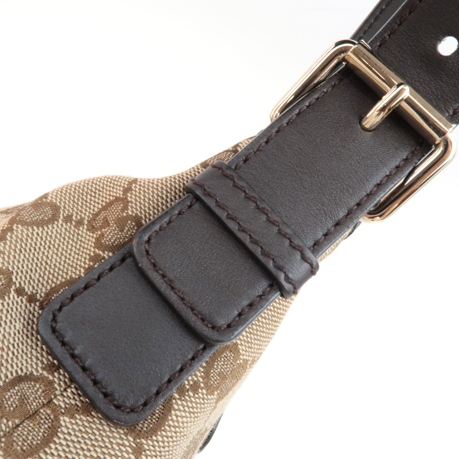 GUCCI GG Canvas Leather Shoulder Bag Beige Brown 388930