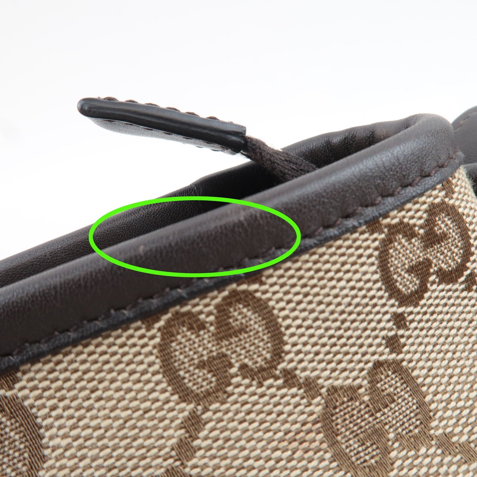 GUCCI GG Canvas Leather Shoulder Bag Beige Brown 388930