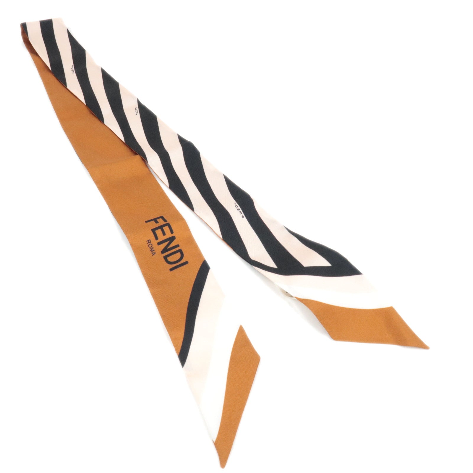 FENDI Wrappy Bandeau Stripe Scarf 100% Silk Pink Black Brown *Box84305