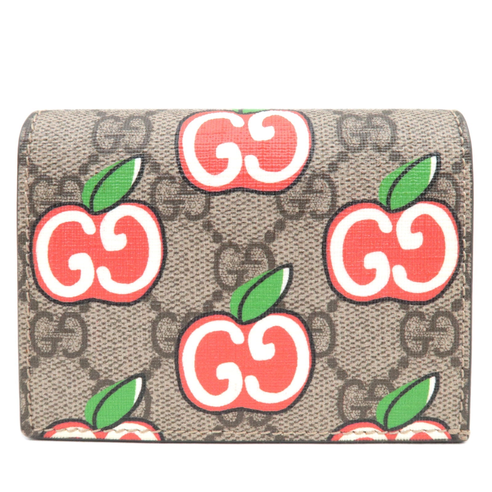 GUCCI GG Apple Bifold Wallet GG Supreme Beige Red 62464184308