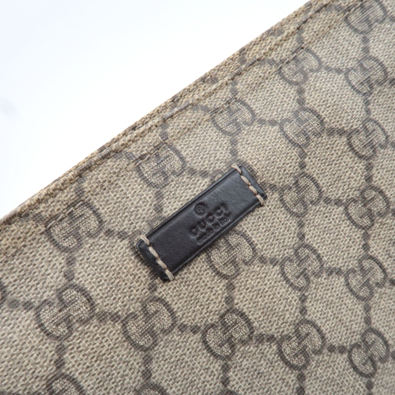 GUCCI Shoulder Bag GG Supreme Leather Beige Brown 201446