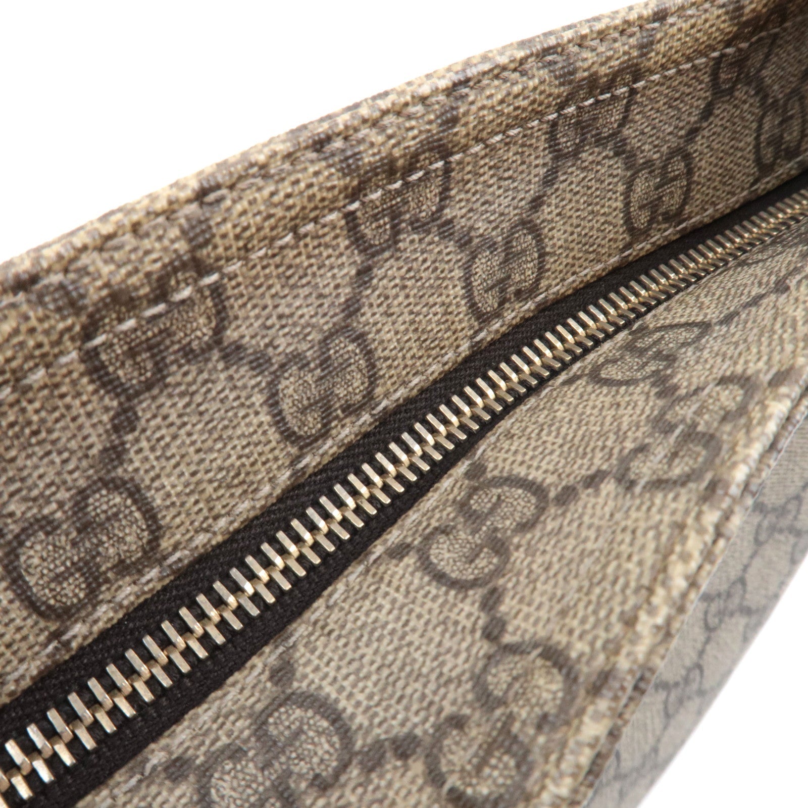 GUCCI Shoulder Bag GG Supreme Leather Beige Brown 201446