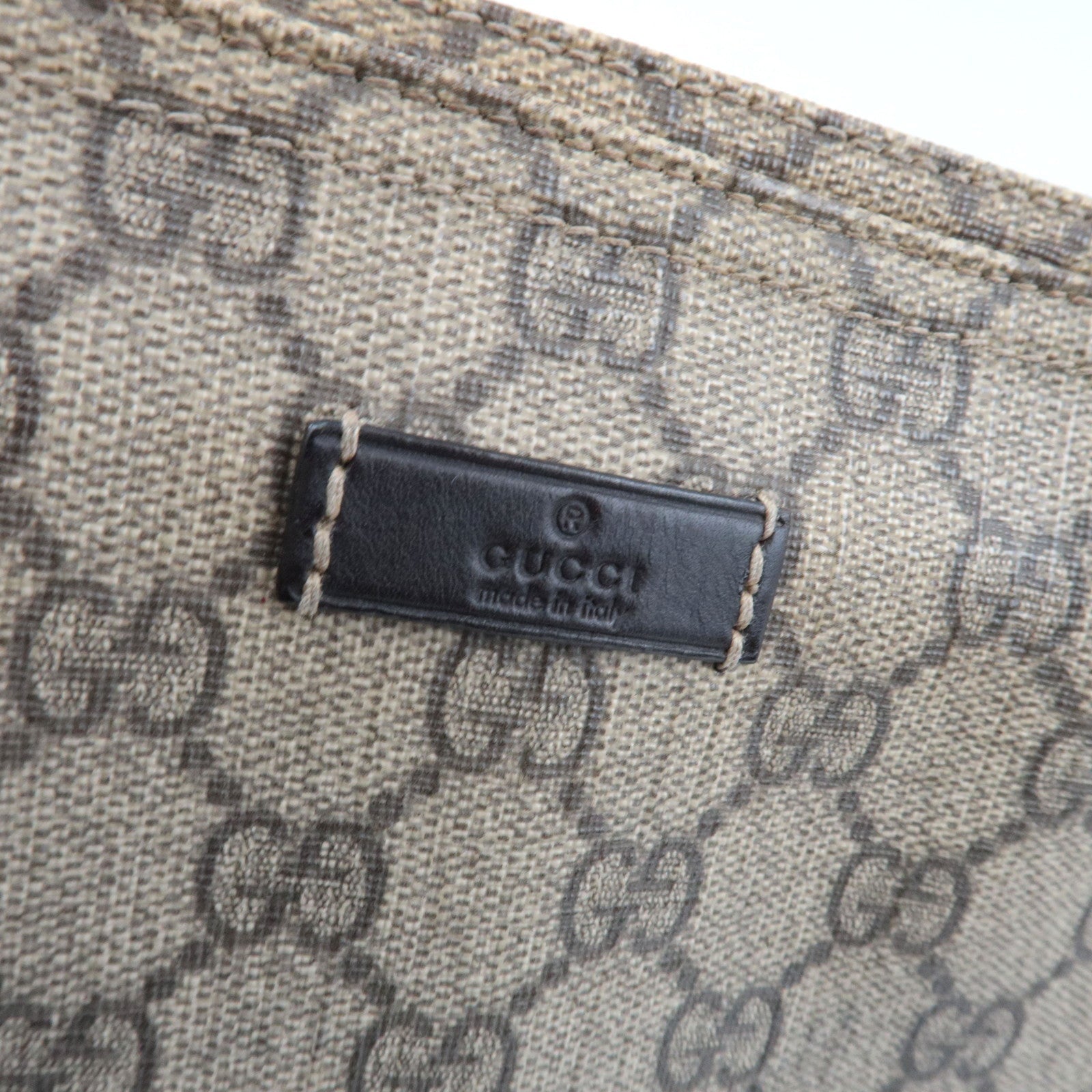 GUCCI Shoulder Bag GG Supreme Leather Beige Brown 201446