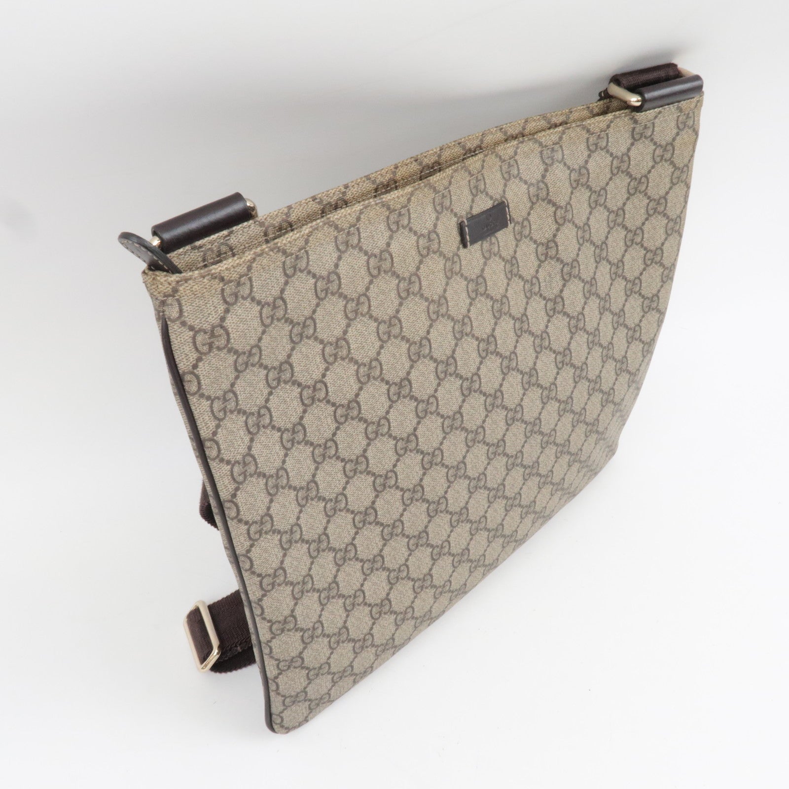 GUCCI Shoulder Bag GG Supreme Leather Beige Brown 201446