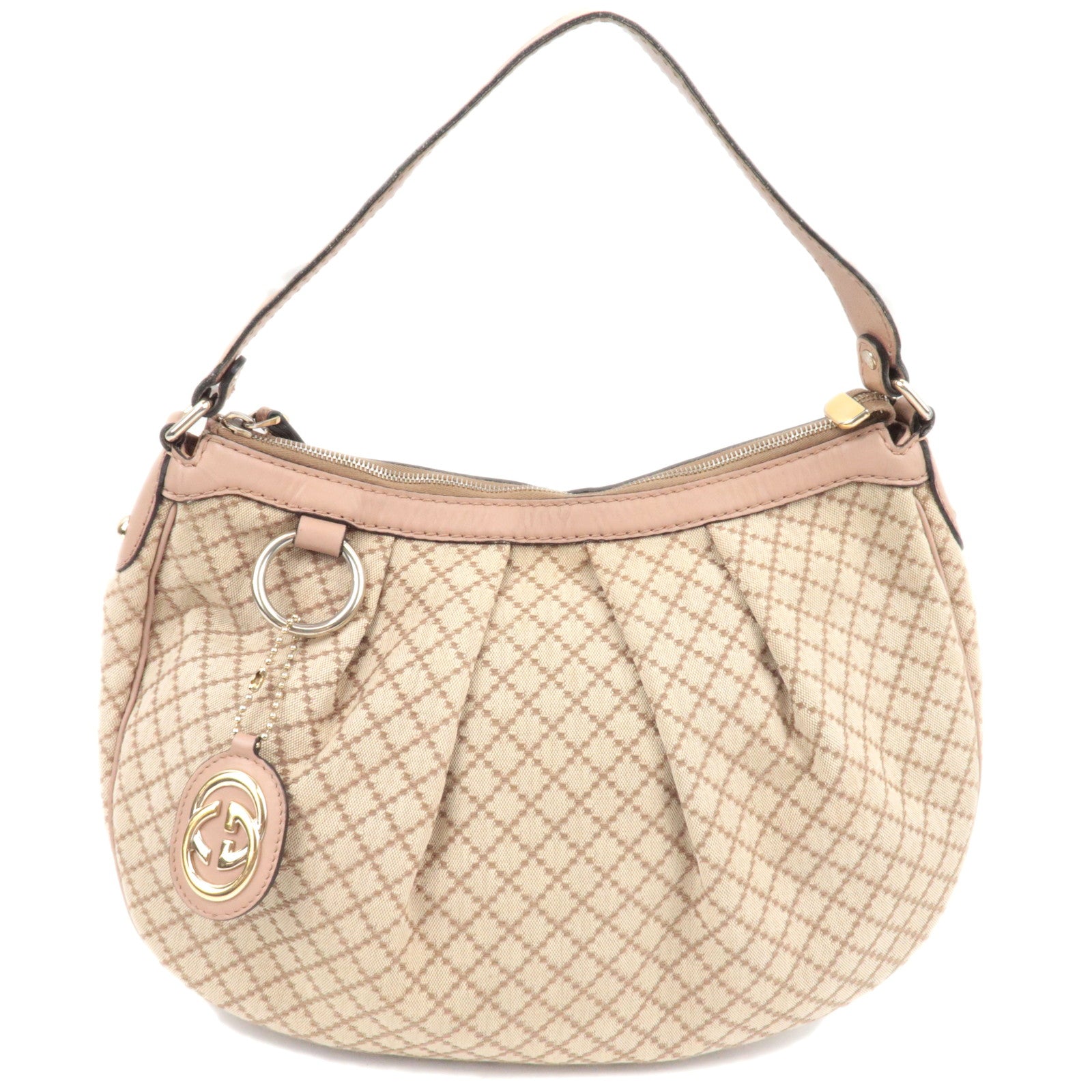 GUCCI Sukey Diamante Shoulder Bag Canvas Leather Beige 23295584318