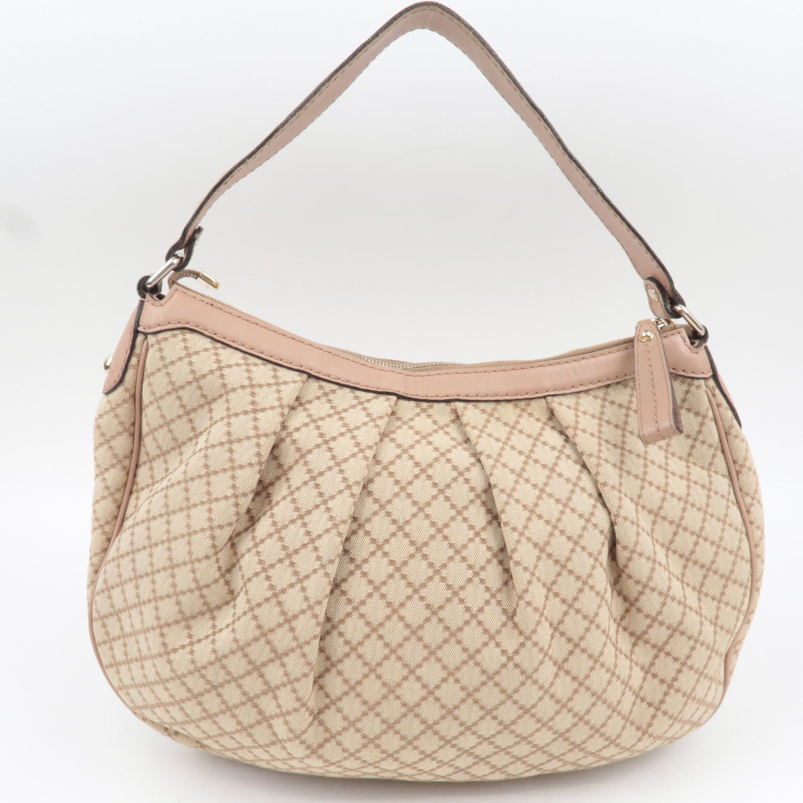 GUCCI Sukey Diamante Shoulder Bag Canvas Leather Beige 232955
