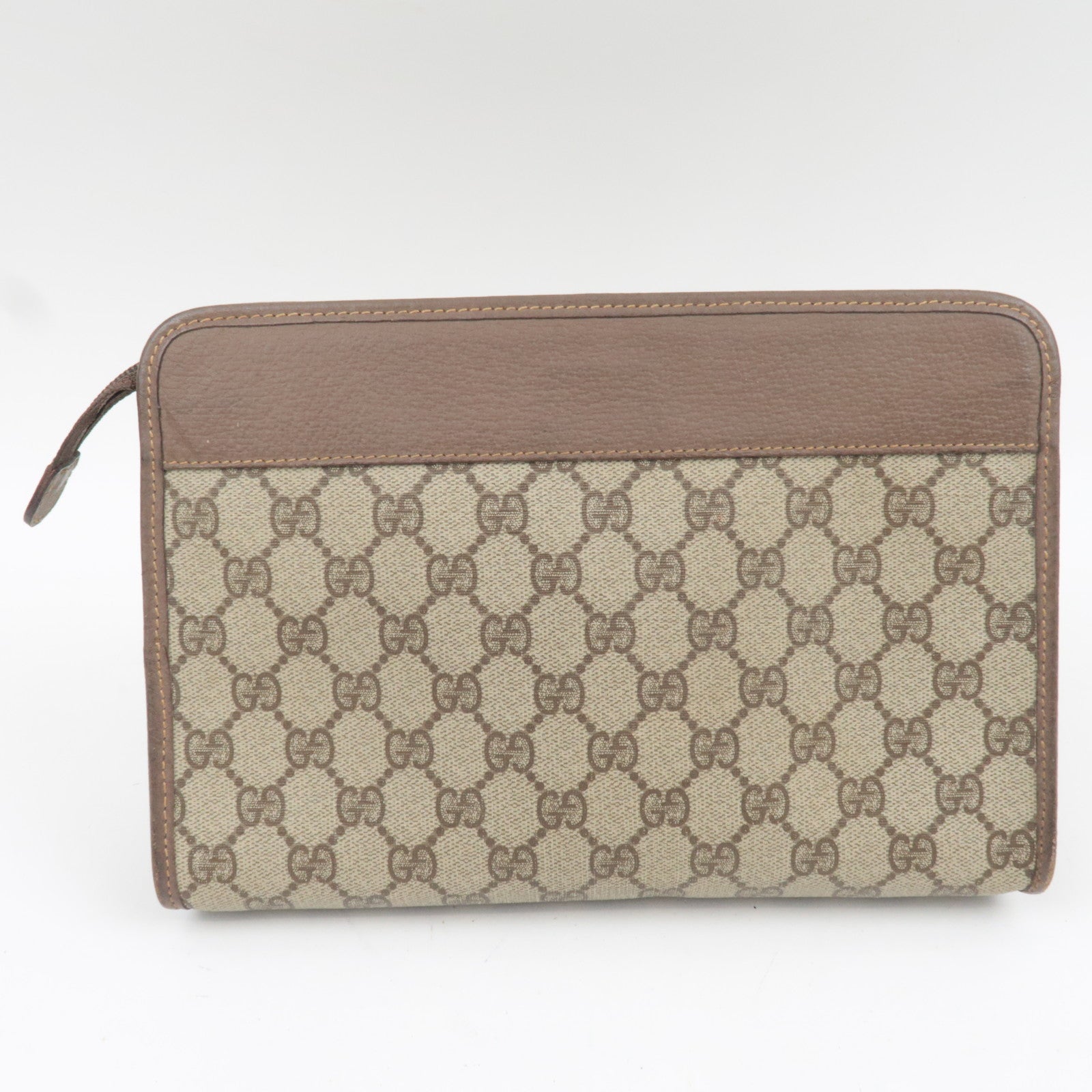 GUCCI Clutch Bag GG Plus Leather Beige Brown 014.122.6063 *Dust bag