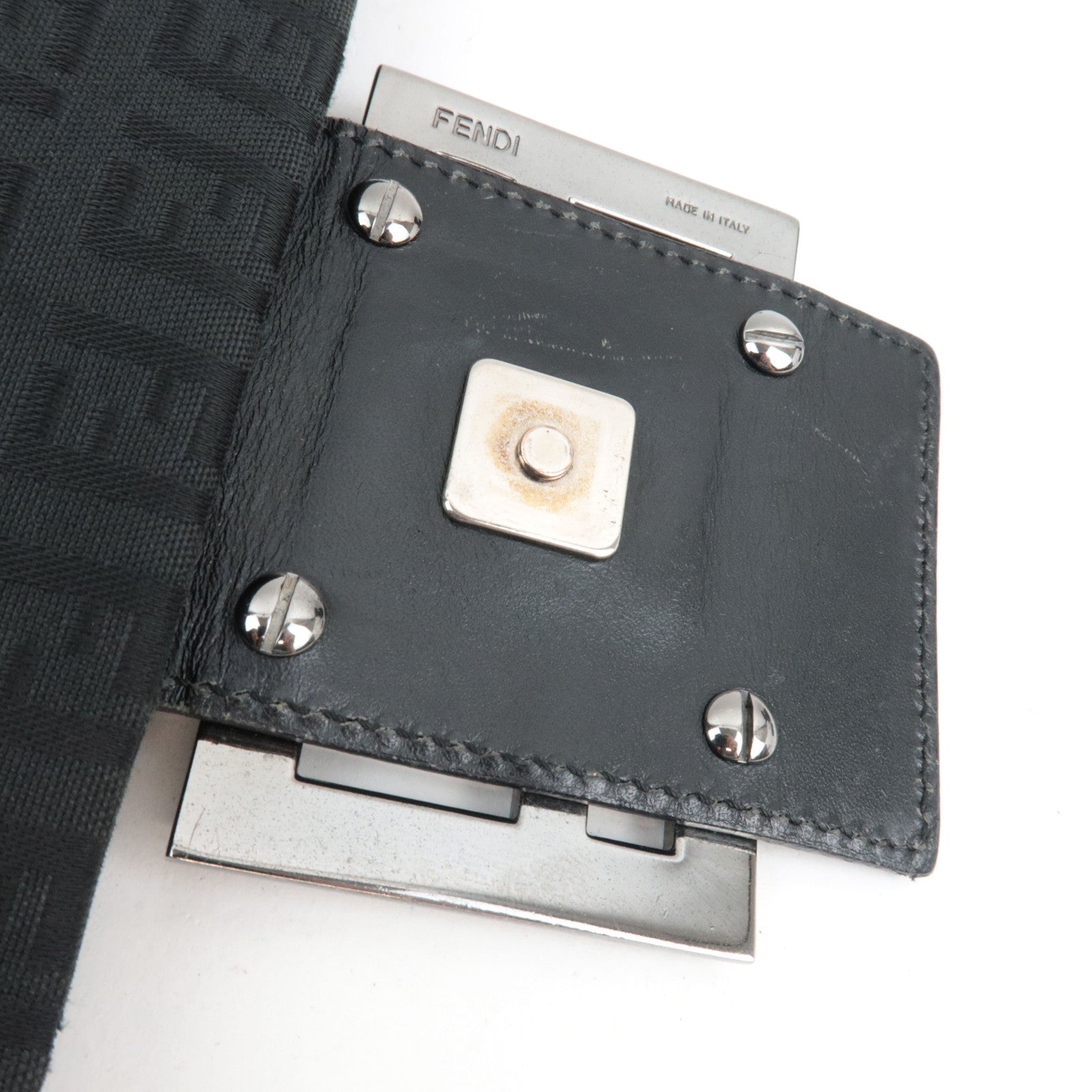 FENDI Zucchino Shoulder Bag Canvas Leather Black 8BT127