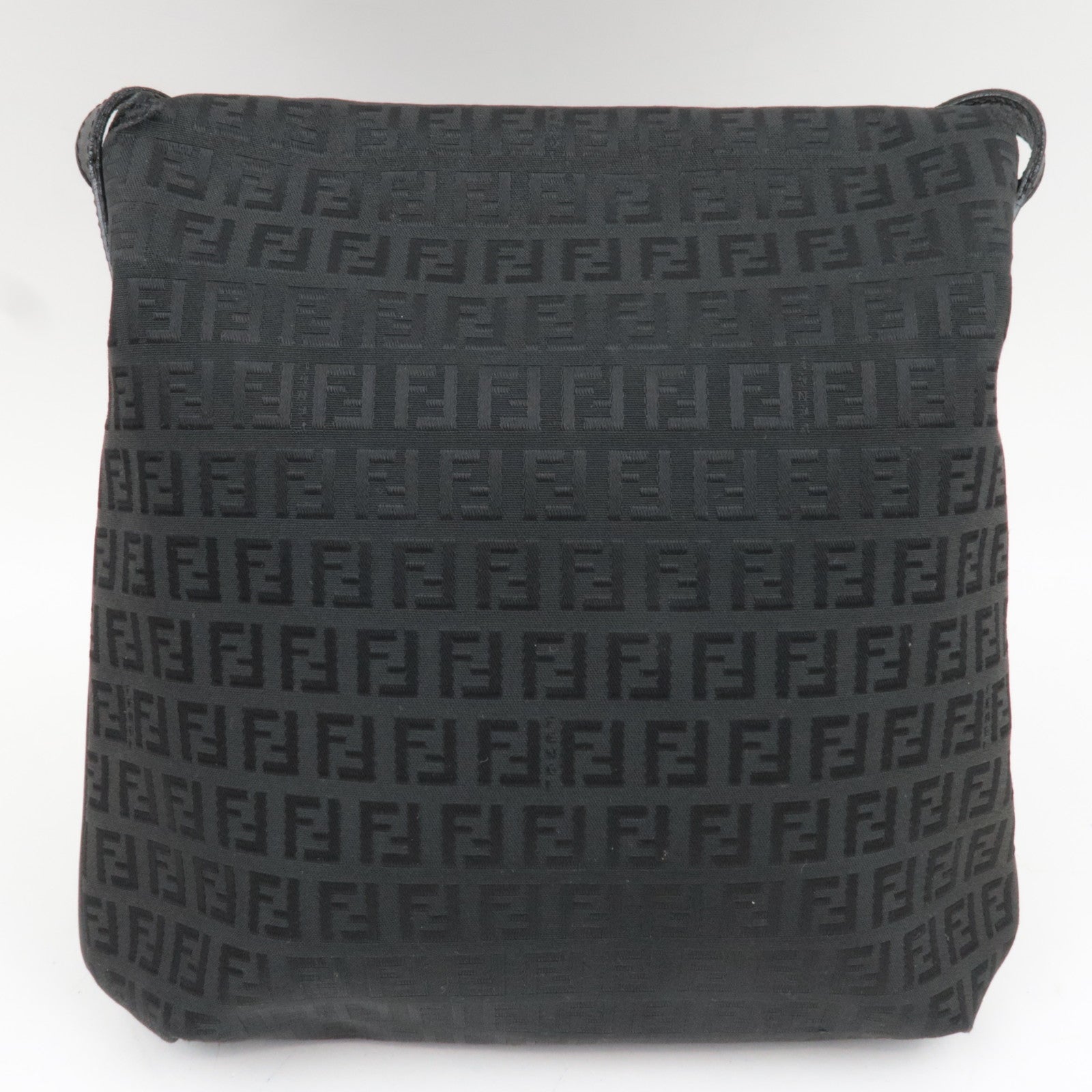 FENDI Zucchino Shoulder Bag Canvas Leather Black 8BT127