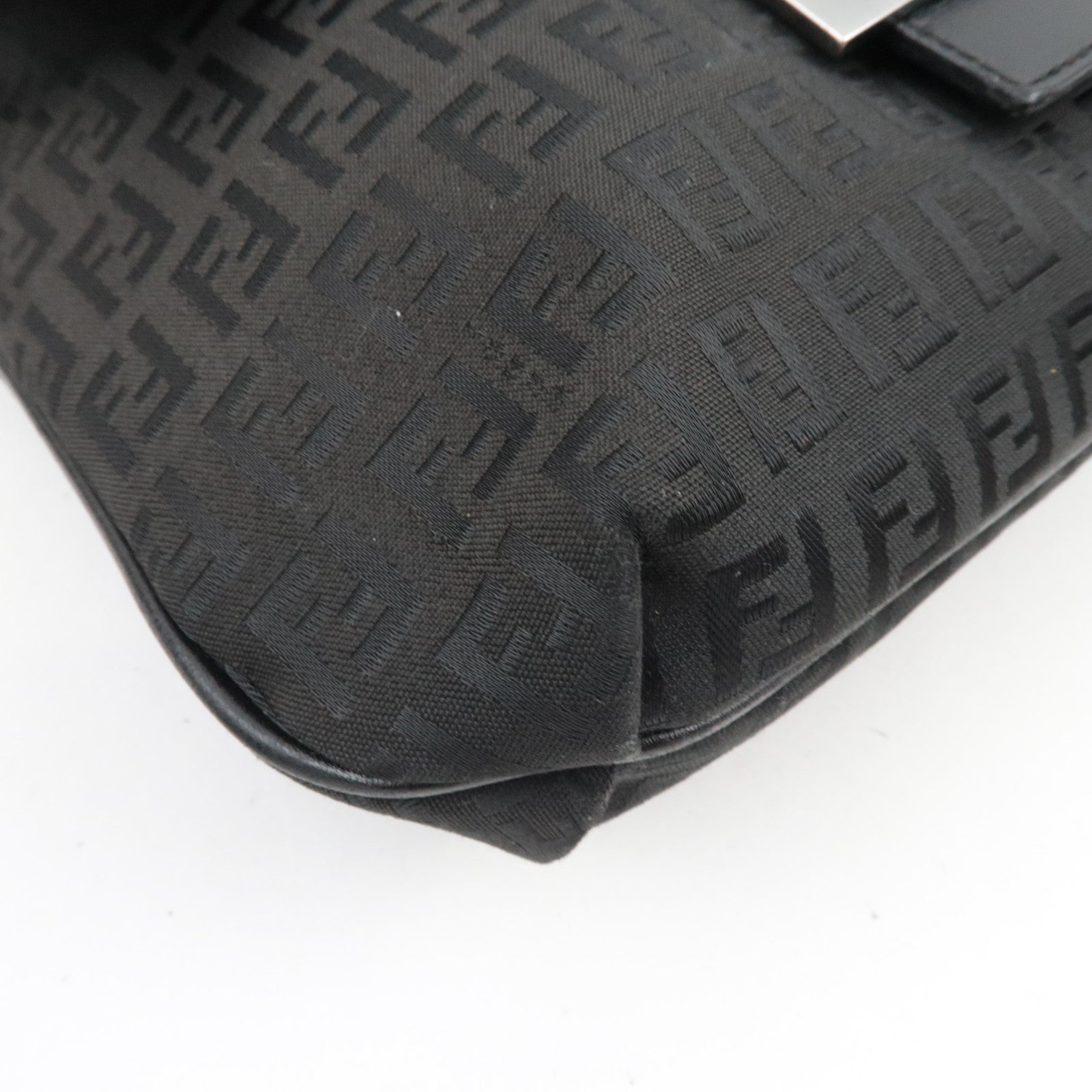 FENDI Zucchino Shoulder Bag Canvas Leather Black 8BT127