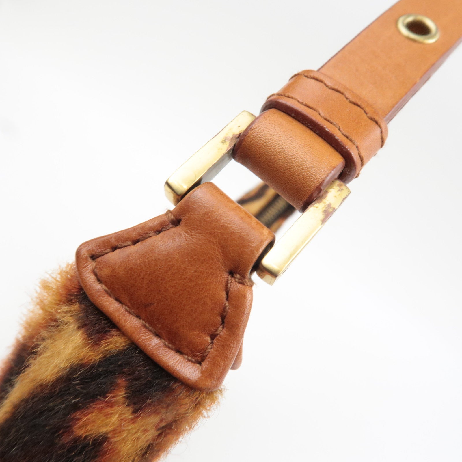 Christian Dior Pony Hoir Leopard Street Chic Shoulder Bag Leather Brown