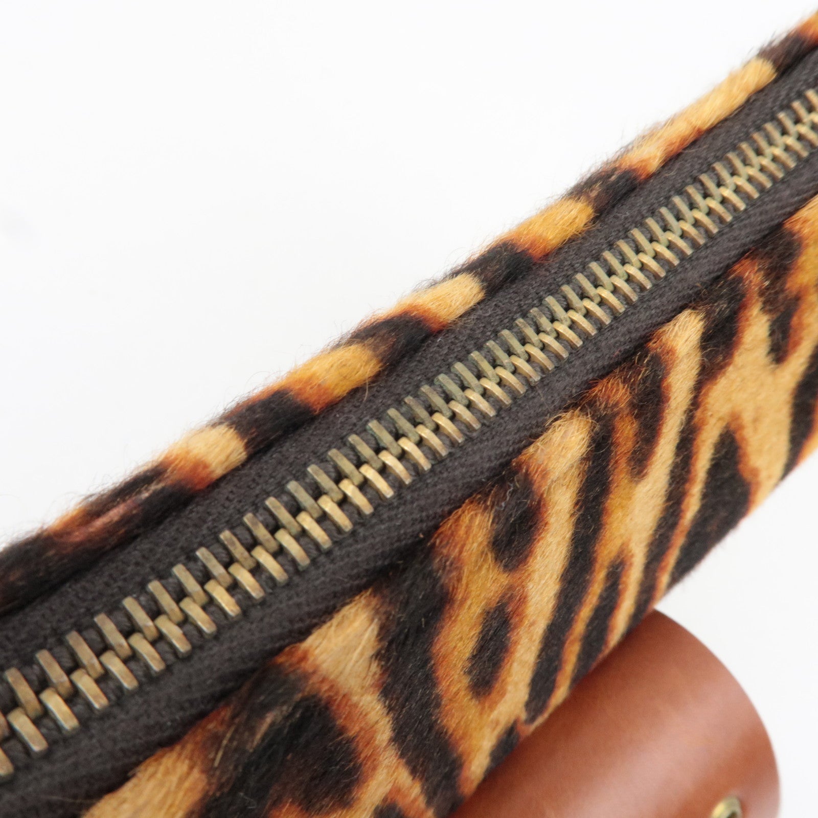 Christian Dior Pony Hoir Leopard Street Chic Shoulder Bag Leather Brown