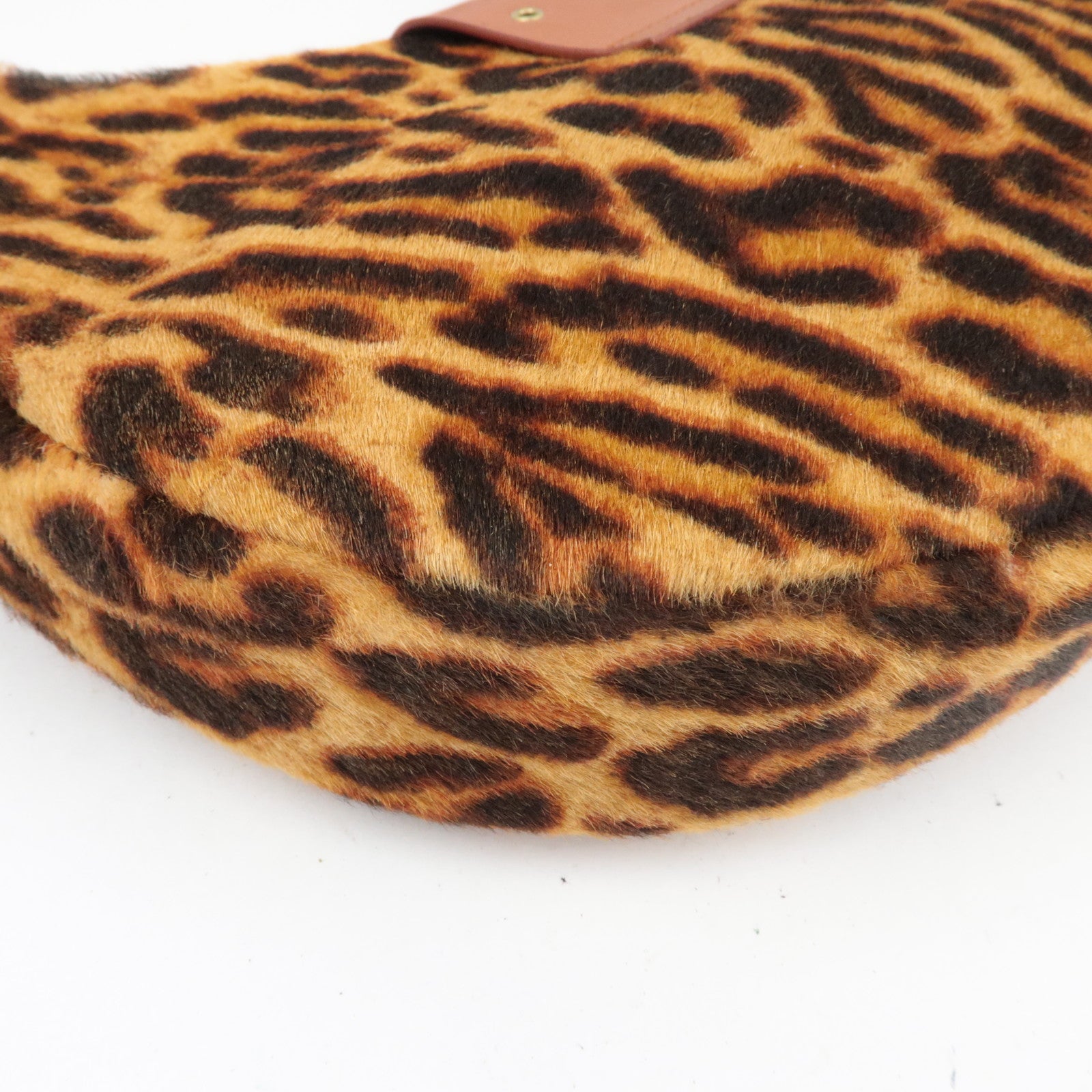 Christian Dior Pony Hoir Leopard Street Chic Shoulder Bag Leather Brown