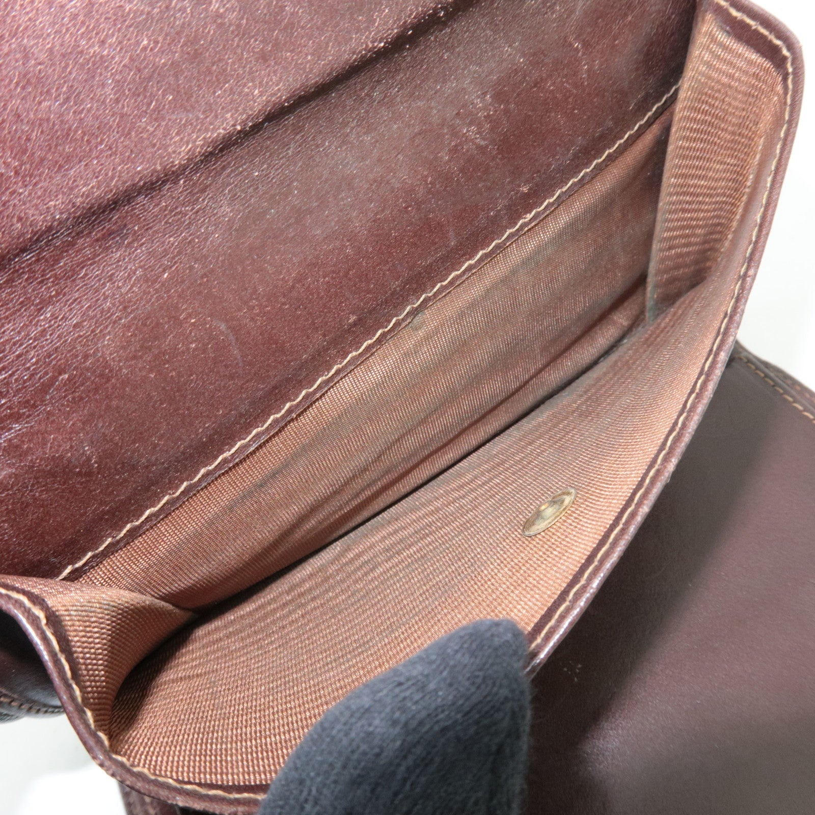 FENDI Zucca Canvas Leather Tri-Fold Wallet Brown Black 30858