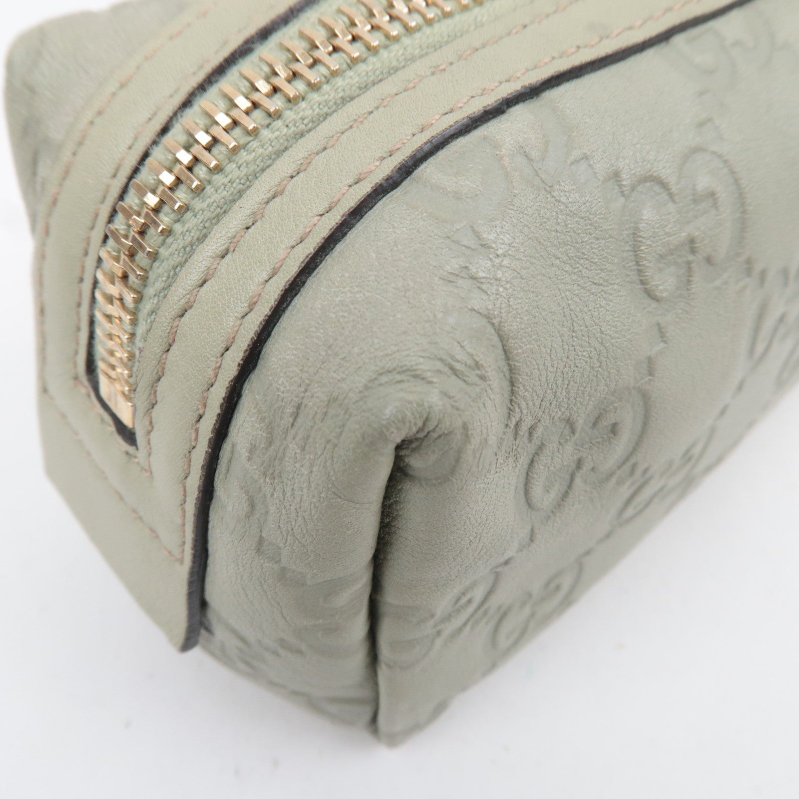 GUCCI Guccissima Leather Cosmetic Pouch Light Green 153228