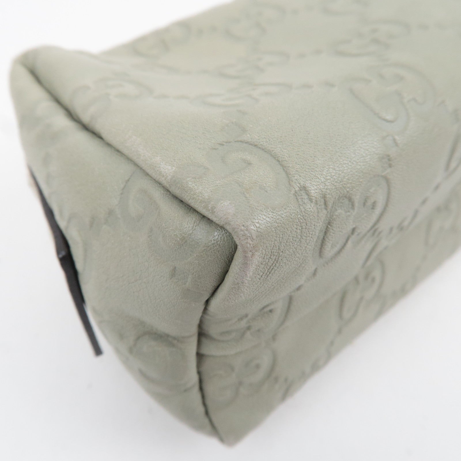 GUCCI Guccissima Leather Cosmetic Pouch Light Green 153228