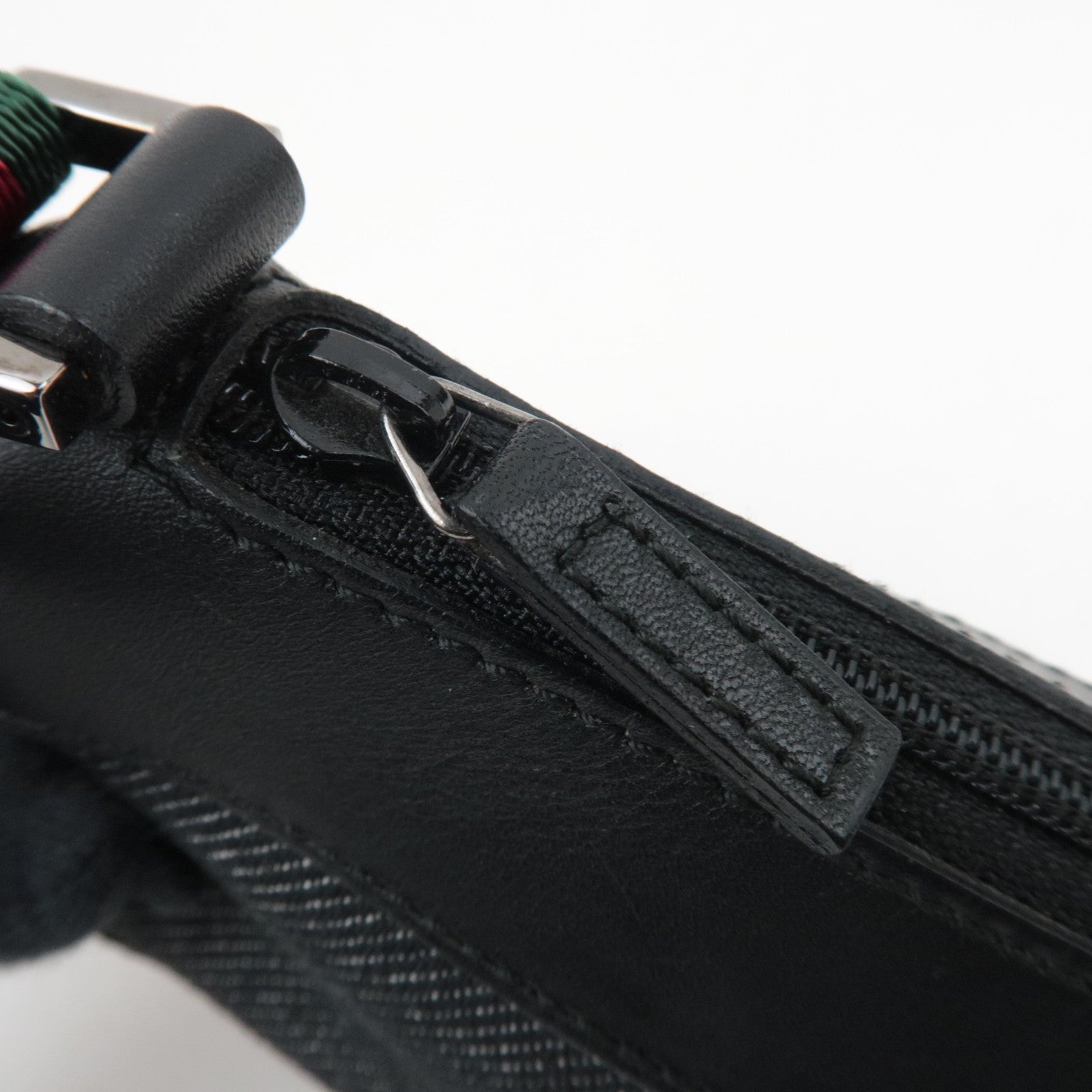 GUCCI Sherry Denim Leather Mini Handbag Black 92820