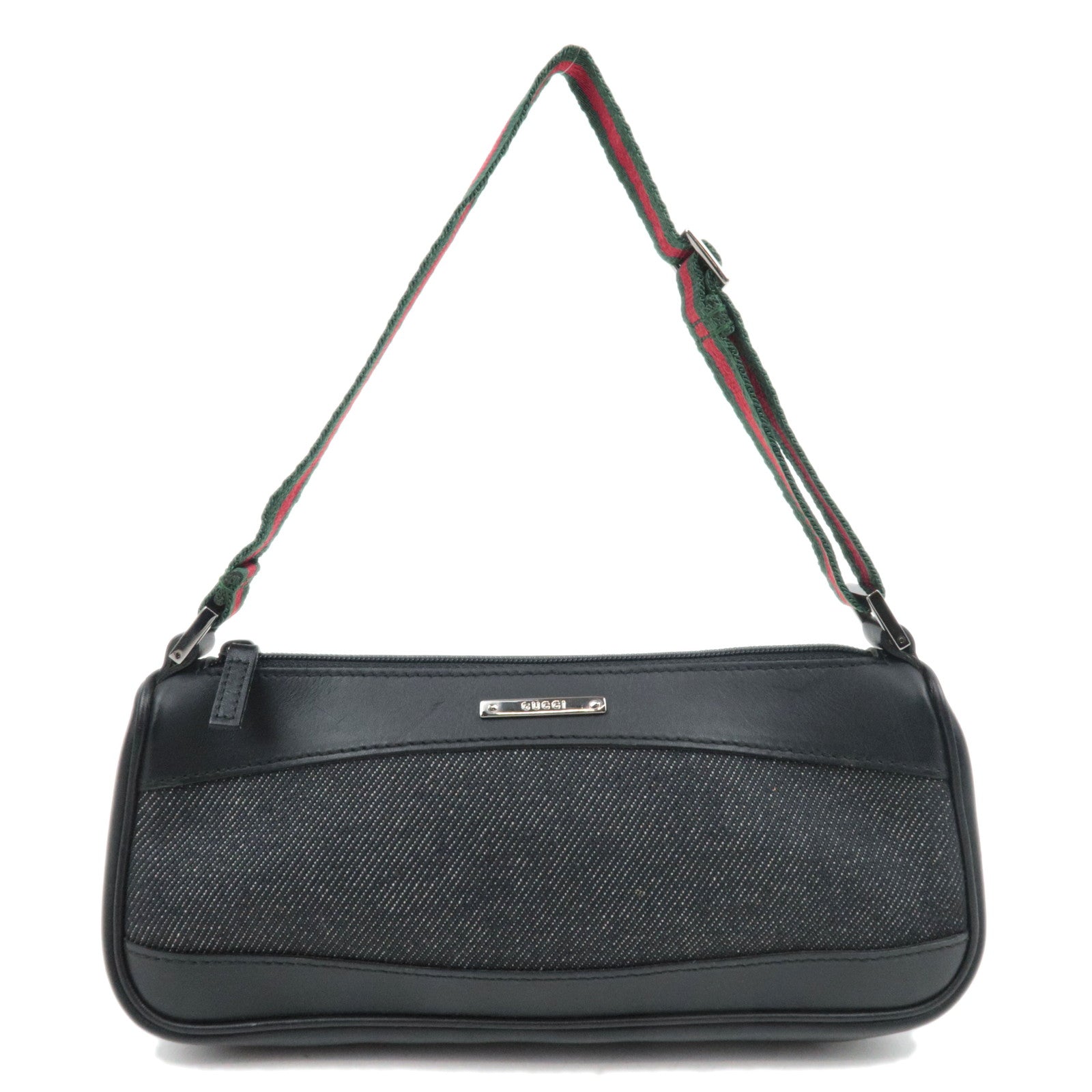 GUCCI Sherry Denim Leather Mini Handbag Black 9282084395