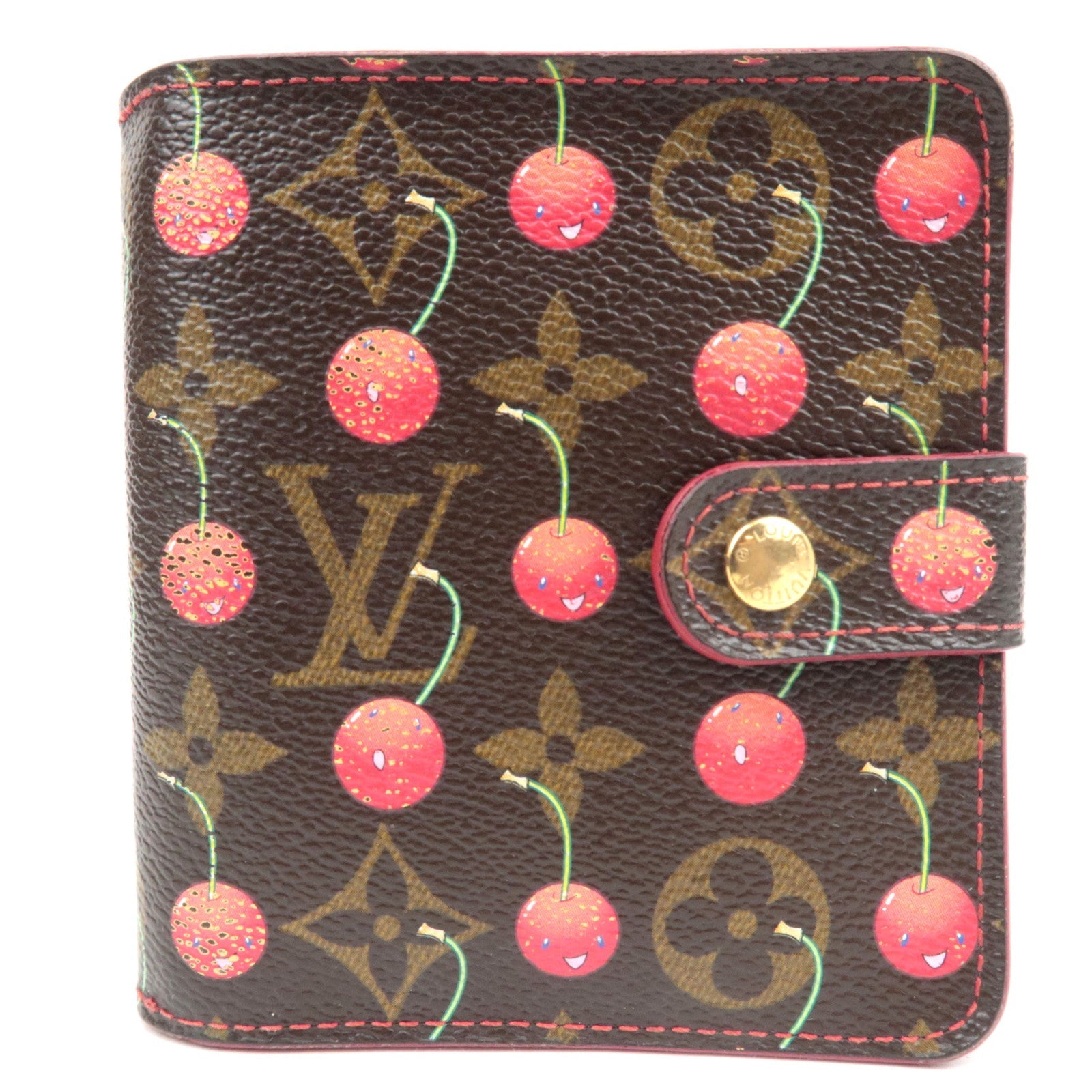 Louis Vuitton Monogram Cherry Compact Zip Wallet M95005 CA0035 84403