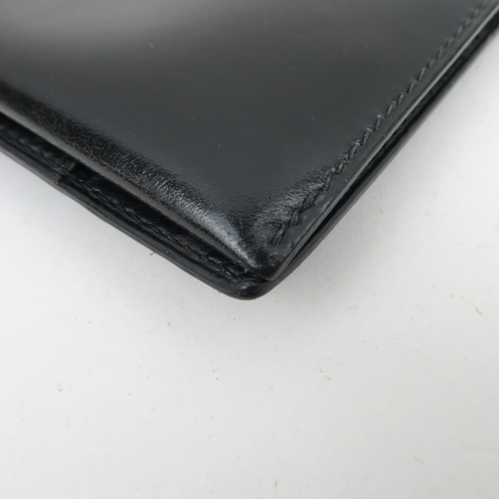 HERMES Bearn Long Wallet E Stamp (2001) Box Calf Black Gold HDW