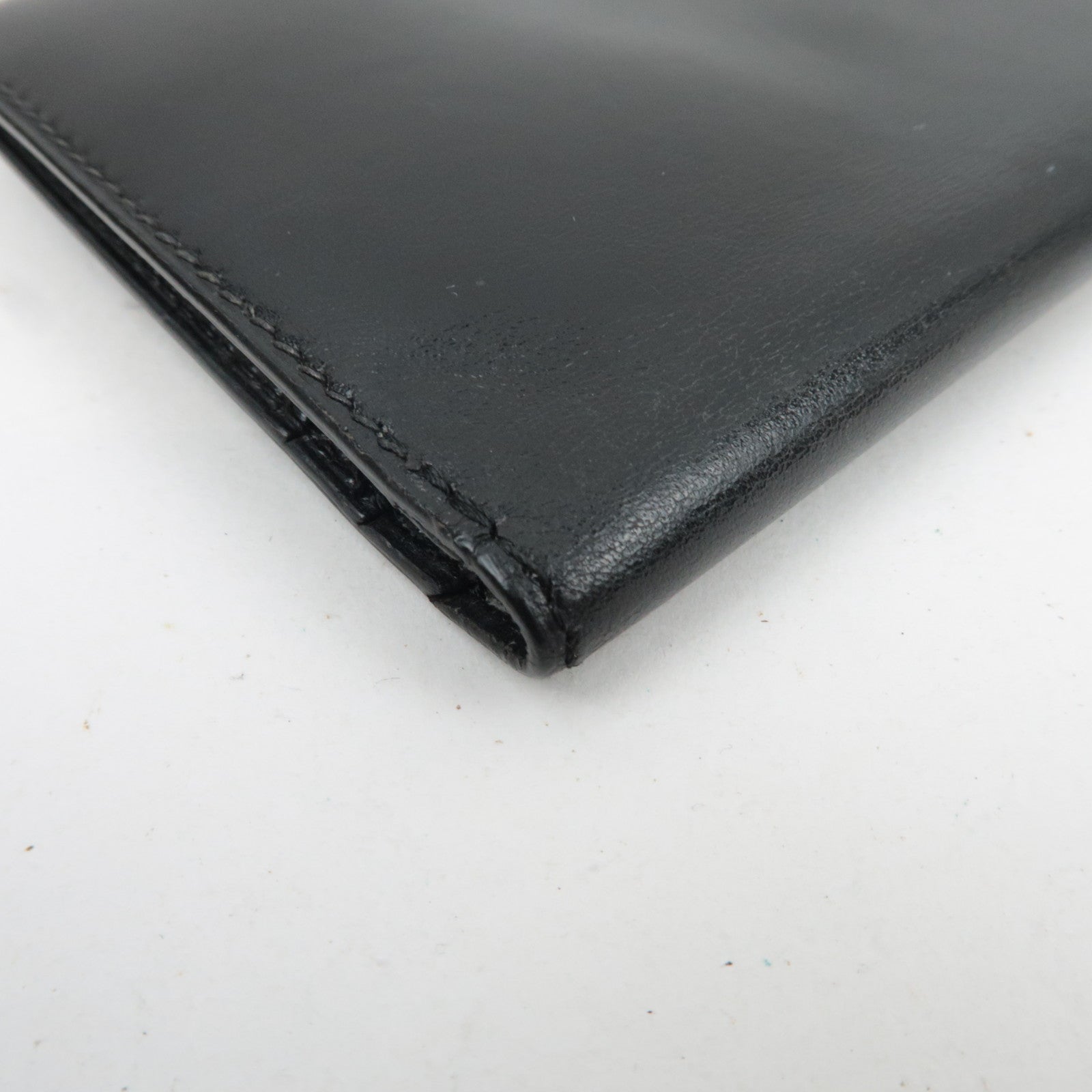 HERMES Bearn Long Wallet E Stamp (2001) Box Calf Black Gold HDW