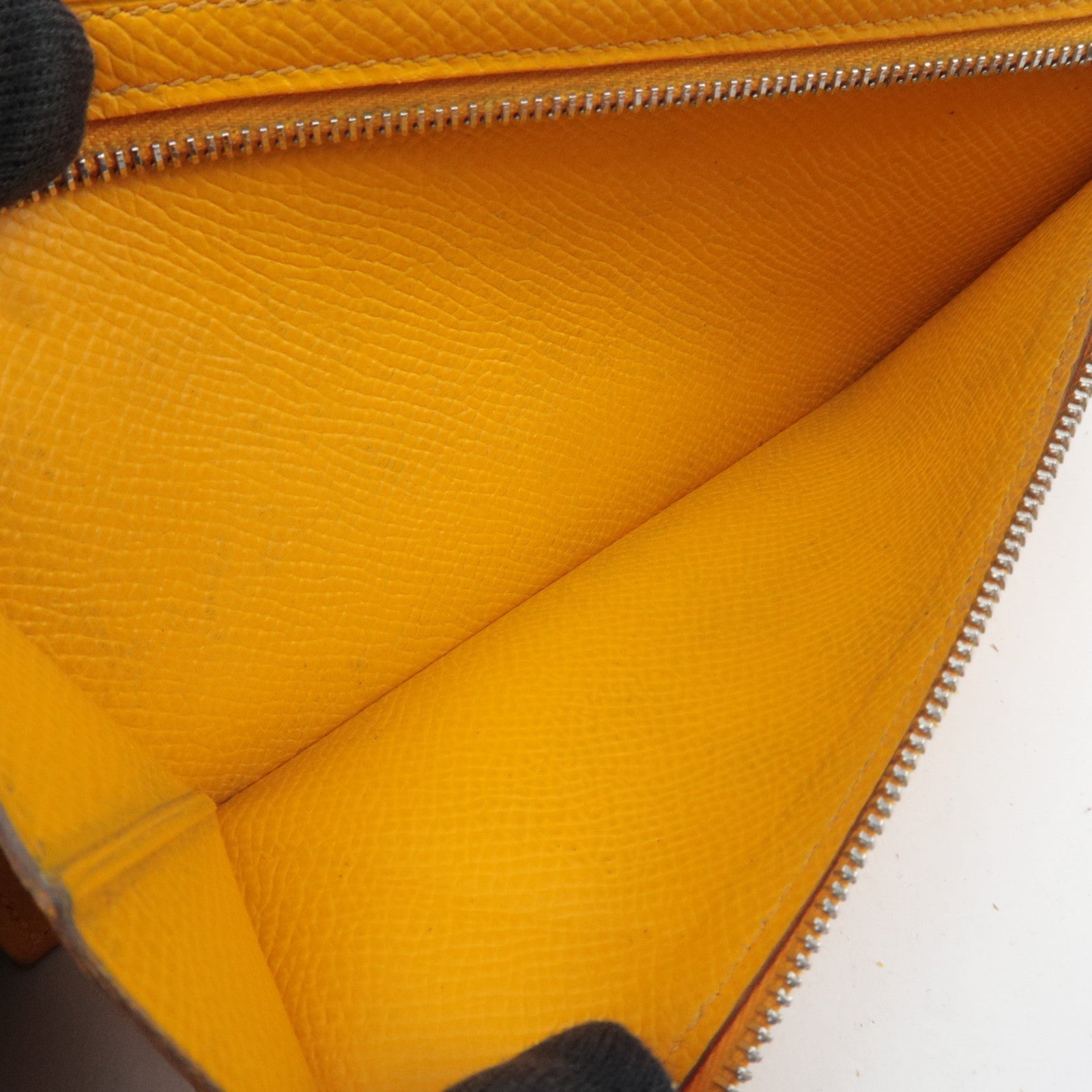 HERMES Bearn Soufflot Long Wallet □Q Stamp(2013) Veau Epsom Orange Silver HDW