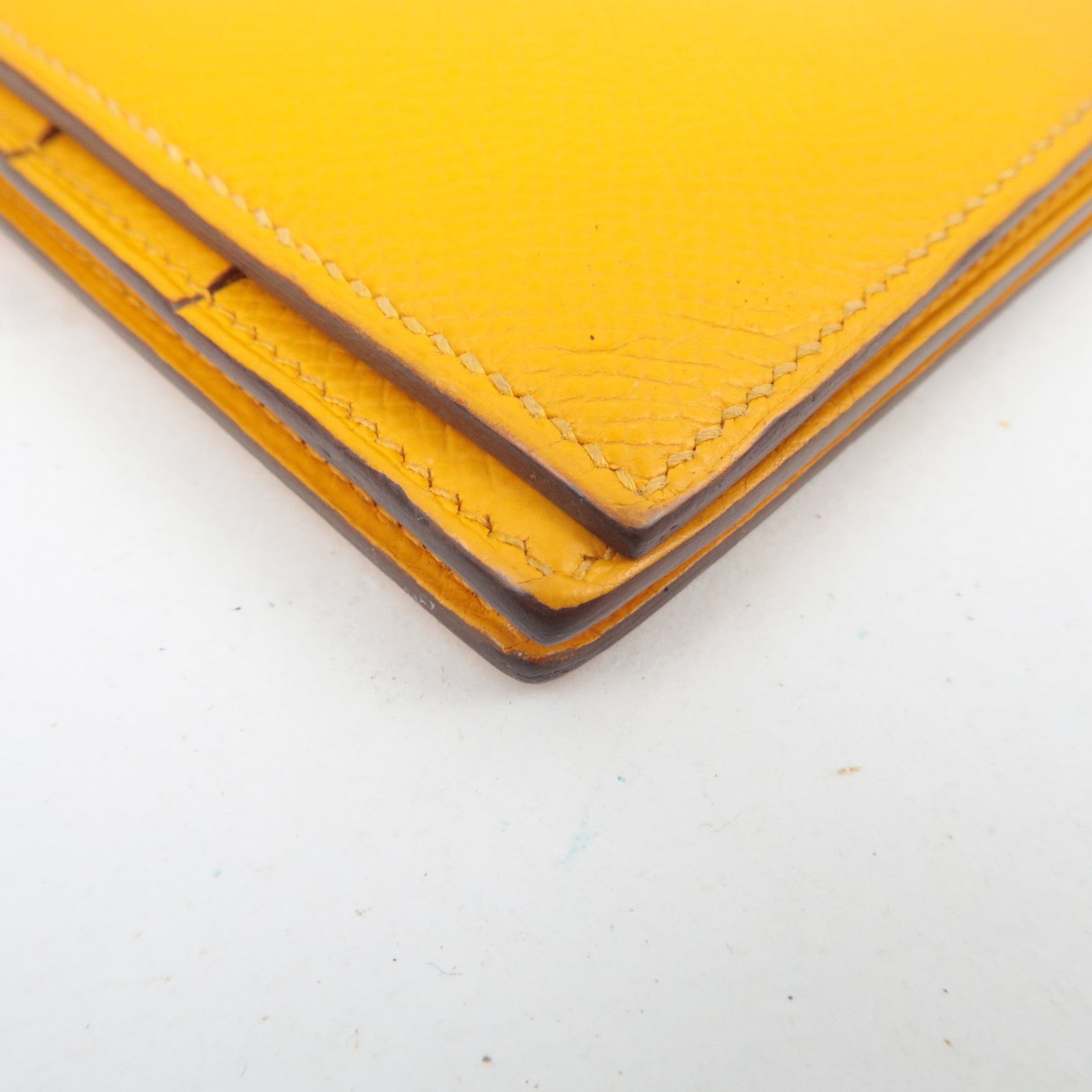 HERMES Bearn Soufflot Long Wallet □Q Stamp(2013) Veau Epsom Orange Silver HDW